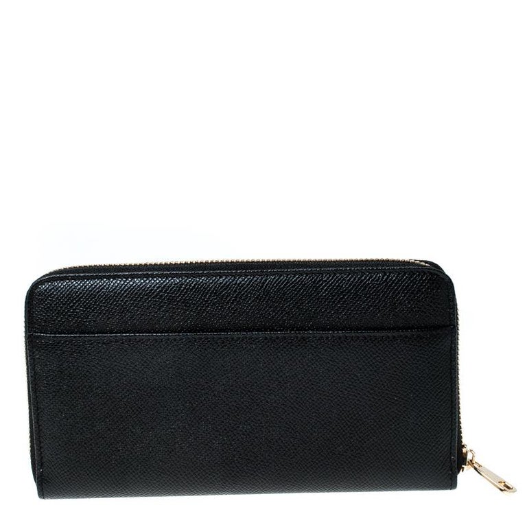 Dolce and Gabbana Black Leather Zip Around Wallet For Sale at 1stDibs