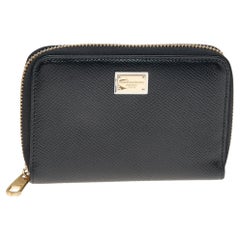 Dolce 
Gabbana Black Leather Zip Around Wallet