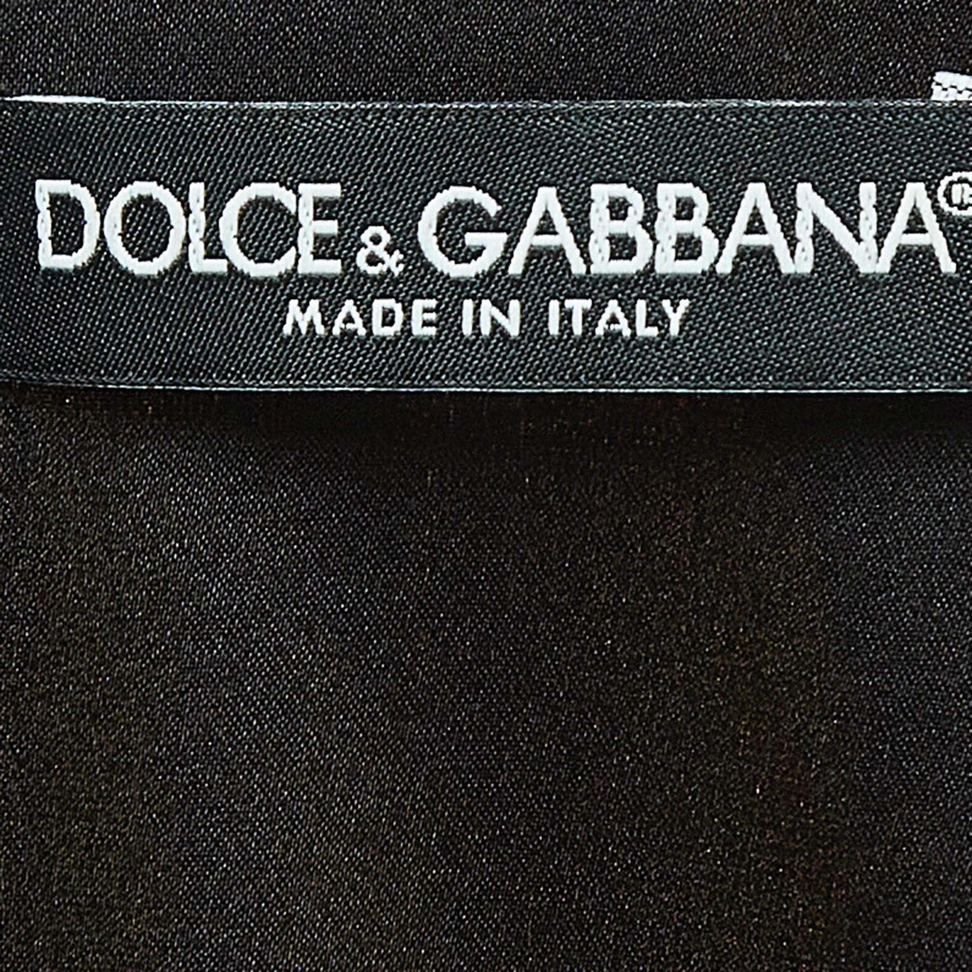Dolce & Gabbana Black Lemon Print Satin Silk Draped Sleeveless Mini Dress S In Excellent Condition In Dubai, Al Qouz 2