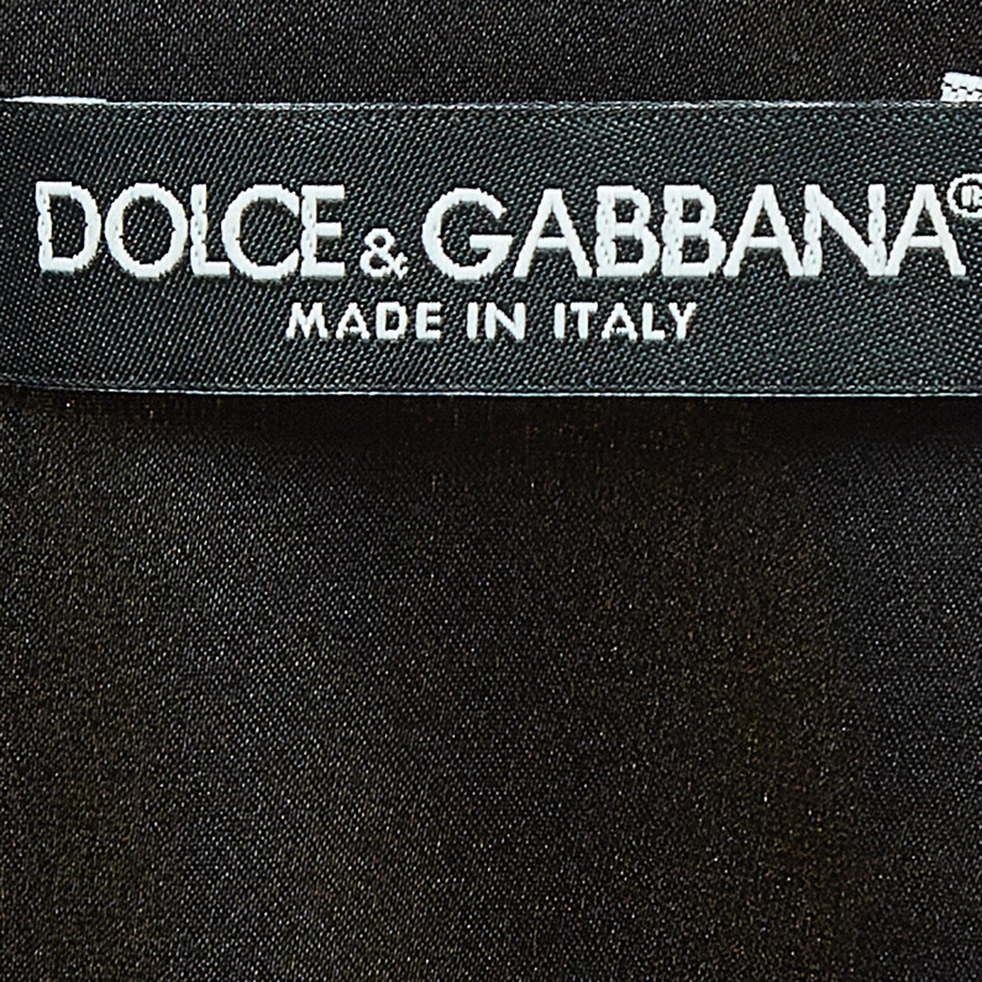 Women's Dolce & Gabbana Black Lemon Print Satin Silk Draped Sleeveless Mini Dress S