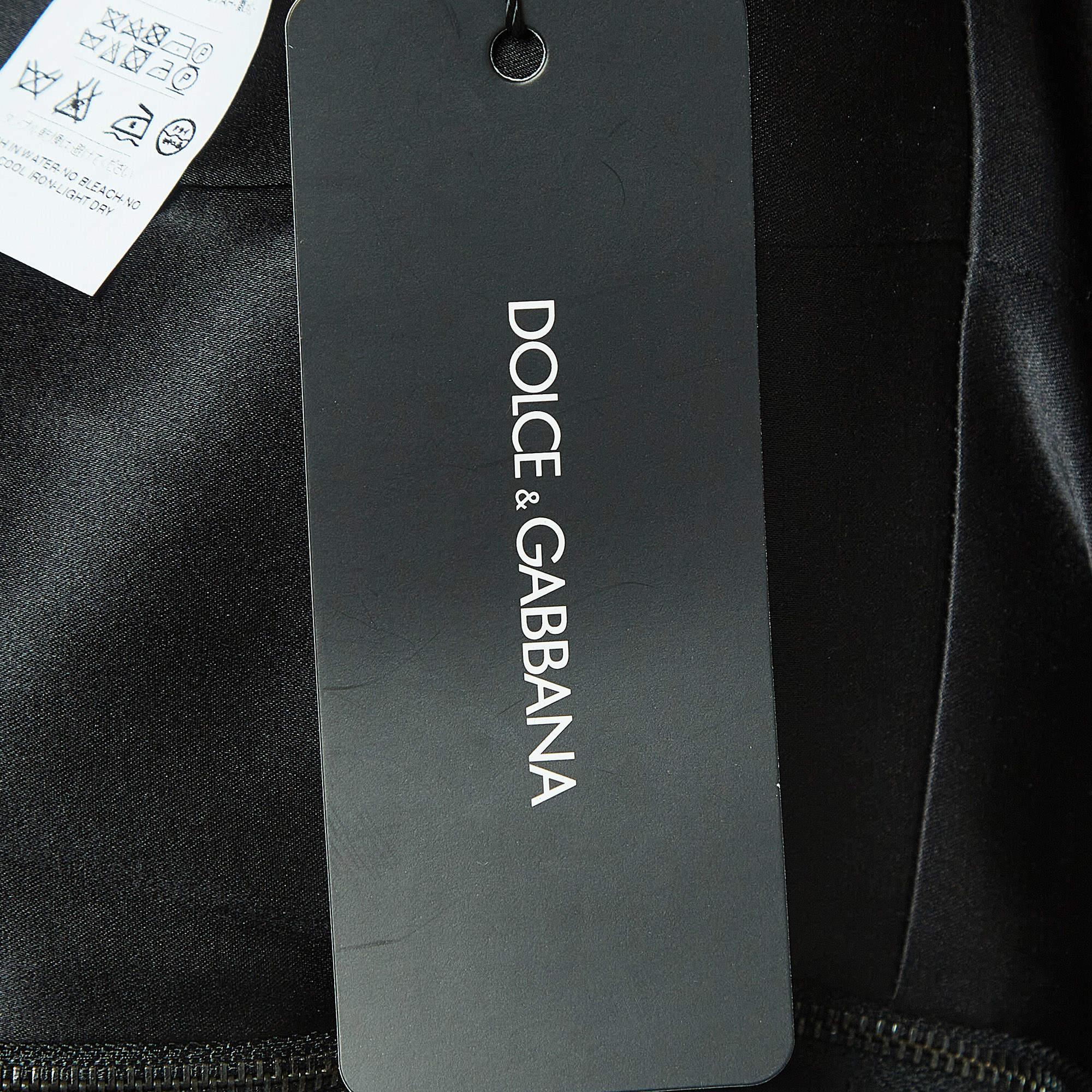 Dolce & Gabbana Black Lemon Print Satin Silk Draped Sleeveless Mini Dress S 1