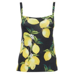 Dolce & Gabbana Black Lemon Printed Cashmere & Silk Knit Camisole S