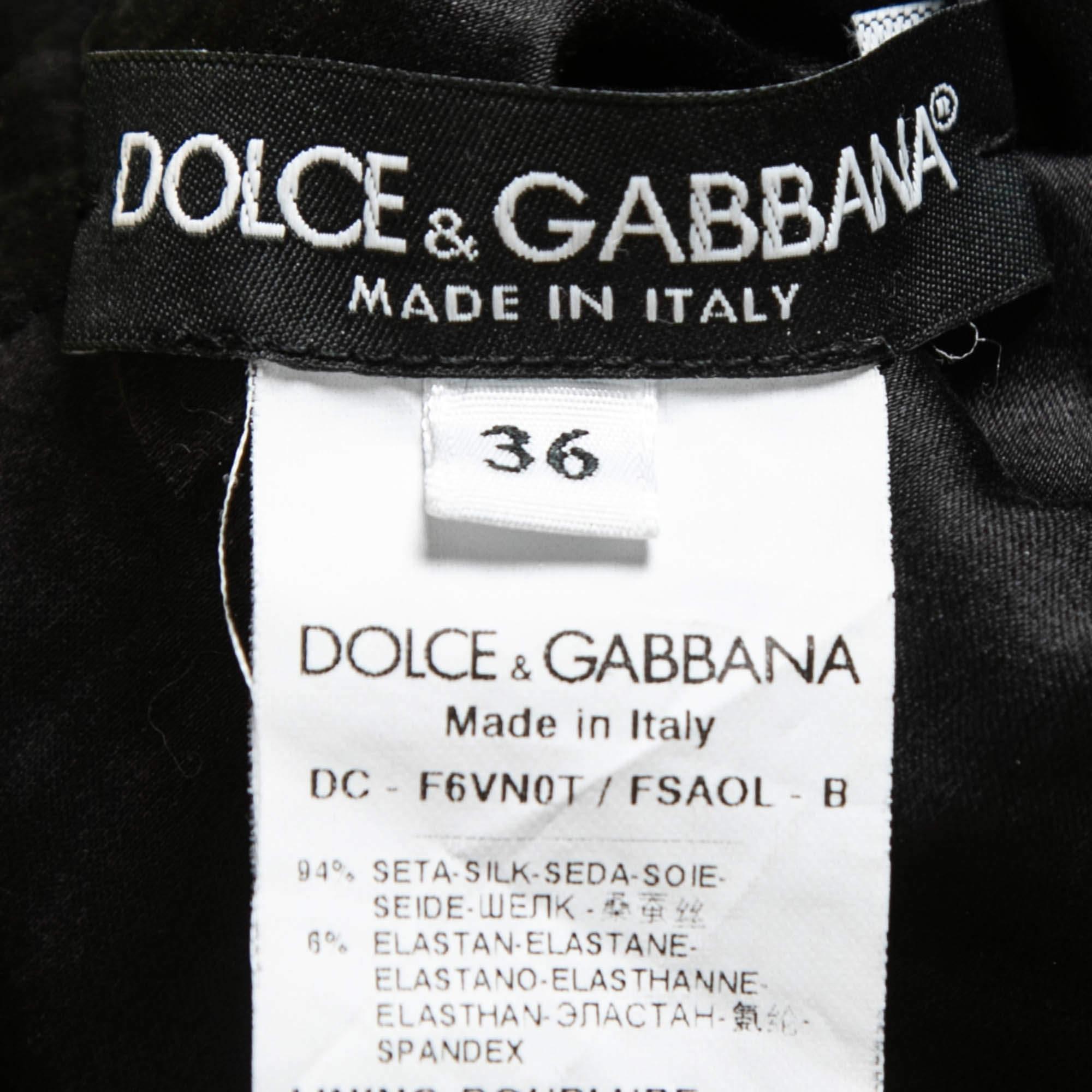 Women's Dolce & Gabbana Black Lemon Printed Silk Ruched Maxi Dress XS