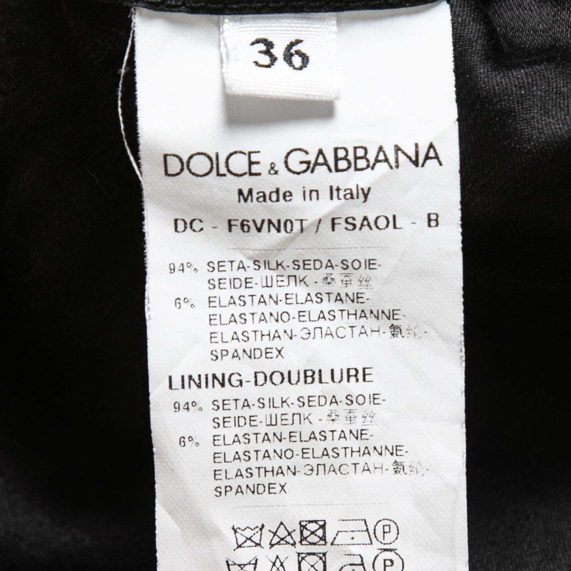 Dolce & Gabbana Black Lemon Printed Silk Ruched Maxi Dress XS 1