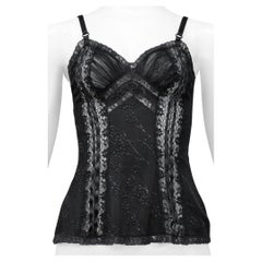 Dolce & Gabbana Black Lingerie Top With Ribbon And Lace Trim