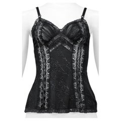Dolce & Gabbana Schwarzes Dessous-Oberteil mit Schleife und Spitzenbesatz