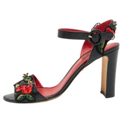Dolce & Gabbana Sandales à talons en lézard gaufré noir Taille 40