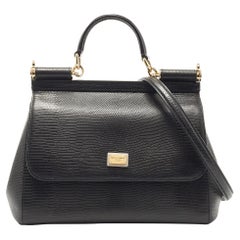 Dolce
Gabbana Black Lizard Embossed Leather Medium Miss Sicily Top Handle Bag Dolce
Gabbana Black Lizard Embossed Leather Medium Miss Sicily Top Handle Bag