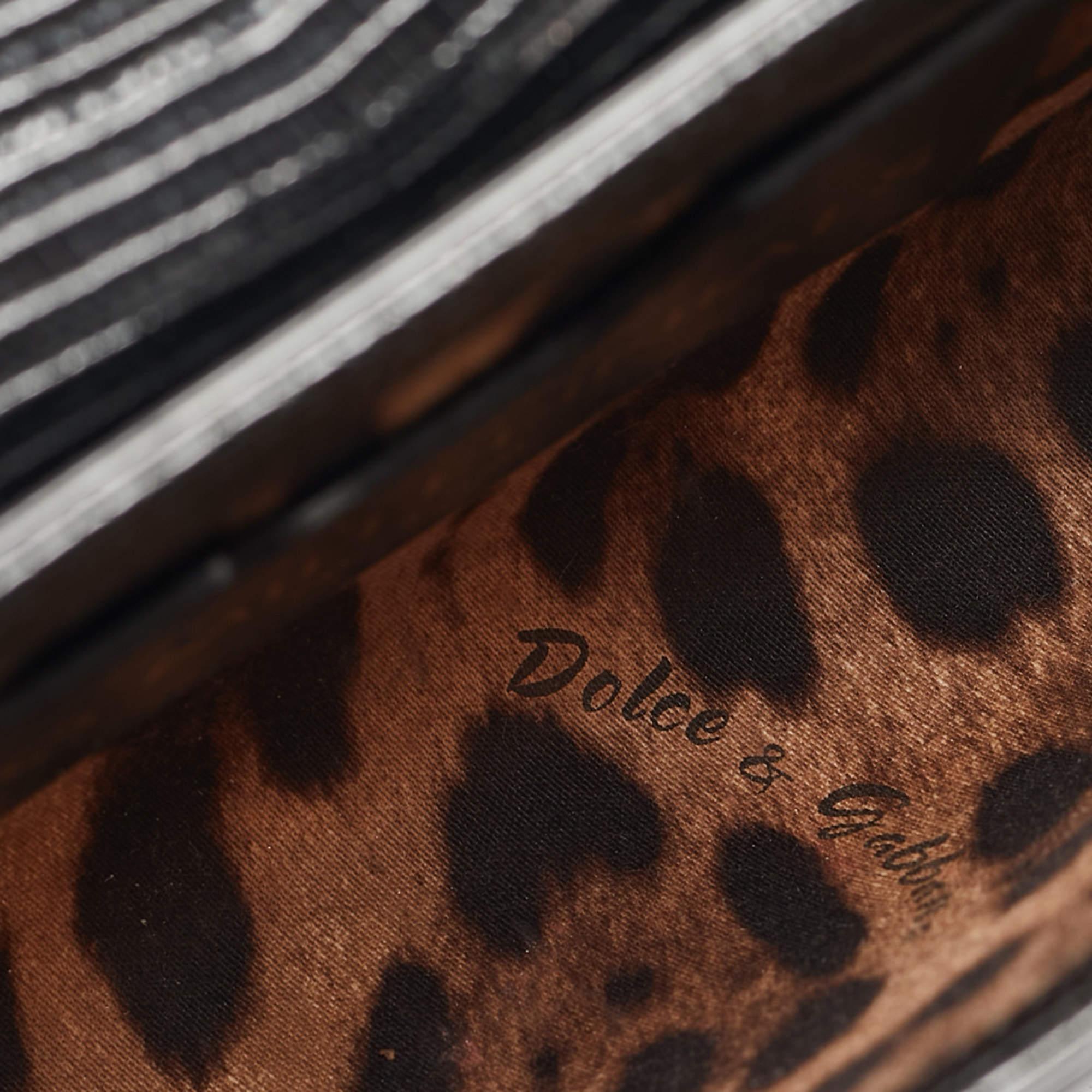 Dolce & Gabbana Black Lizard Embossed Leather Mini DG Millennials Crossbody Bag 6