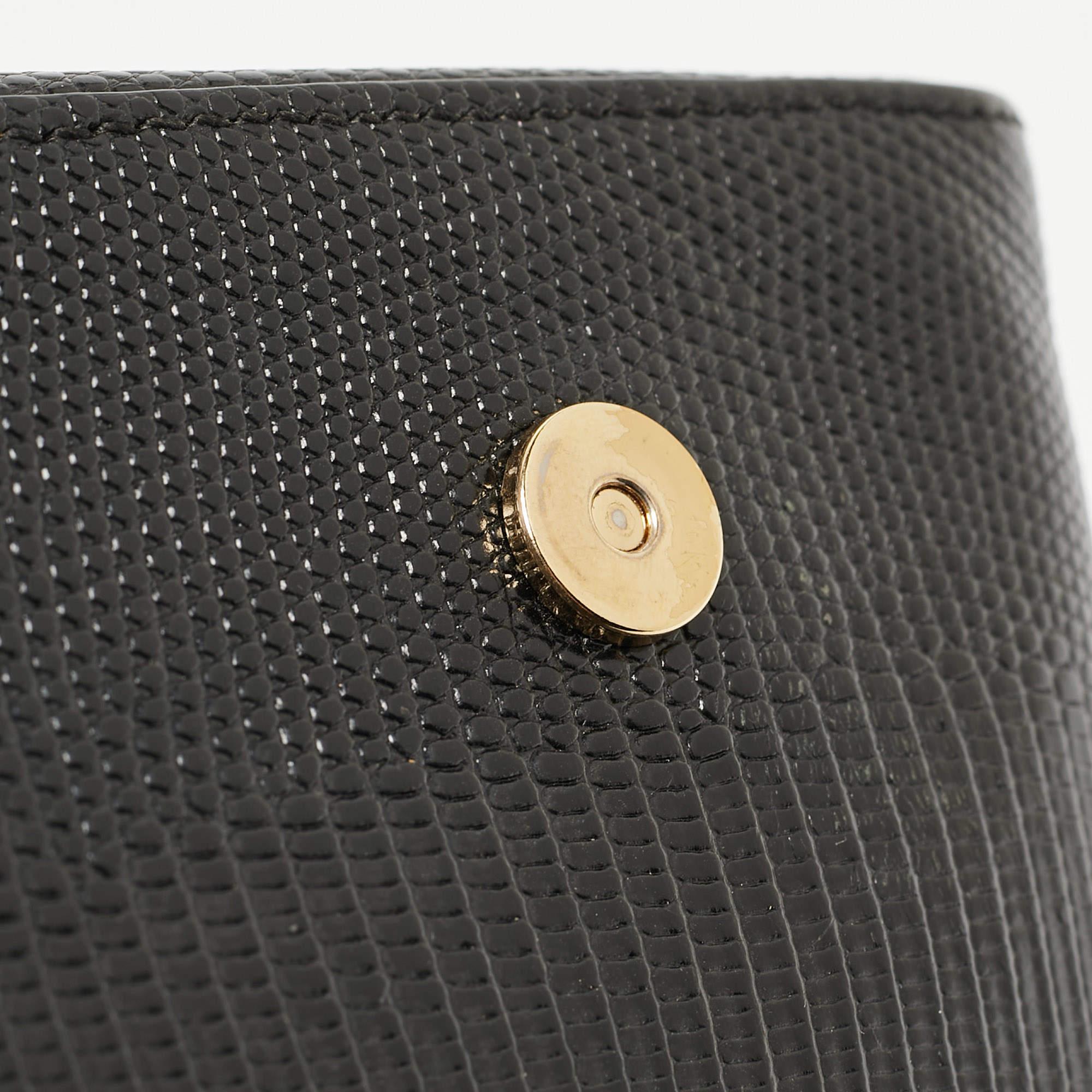 Dolce & Gabbana Black Lizard Embossed Leather Mini DG Millennials Crossbody Bag 10