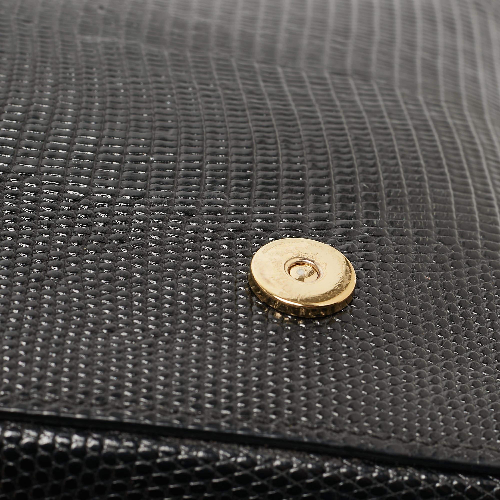 Dolce & Gabbana Black Lizard Embossed Leather Mini DG Millennials Crossbody Bag 11
