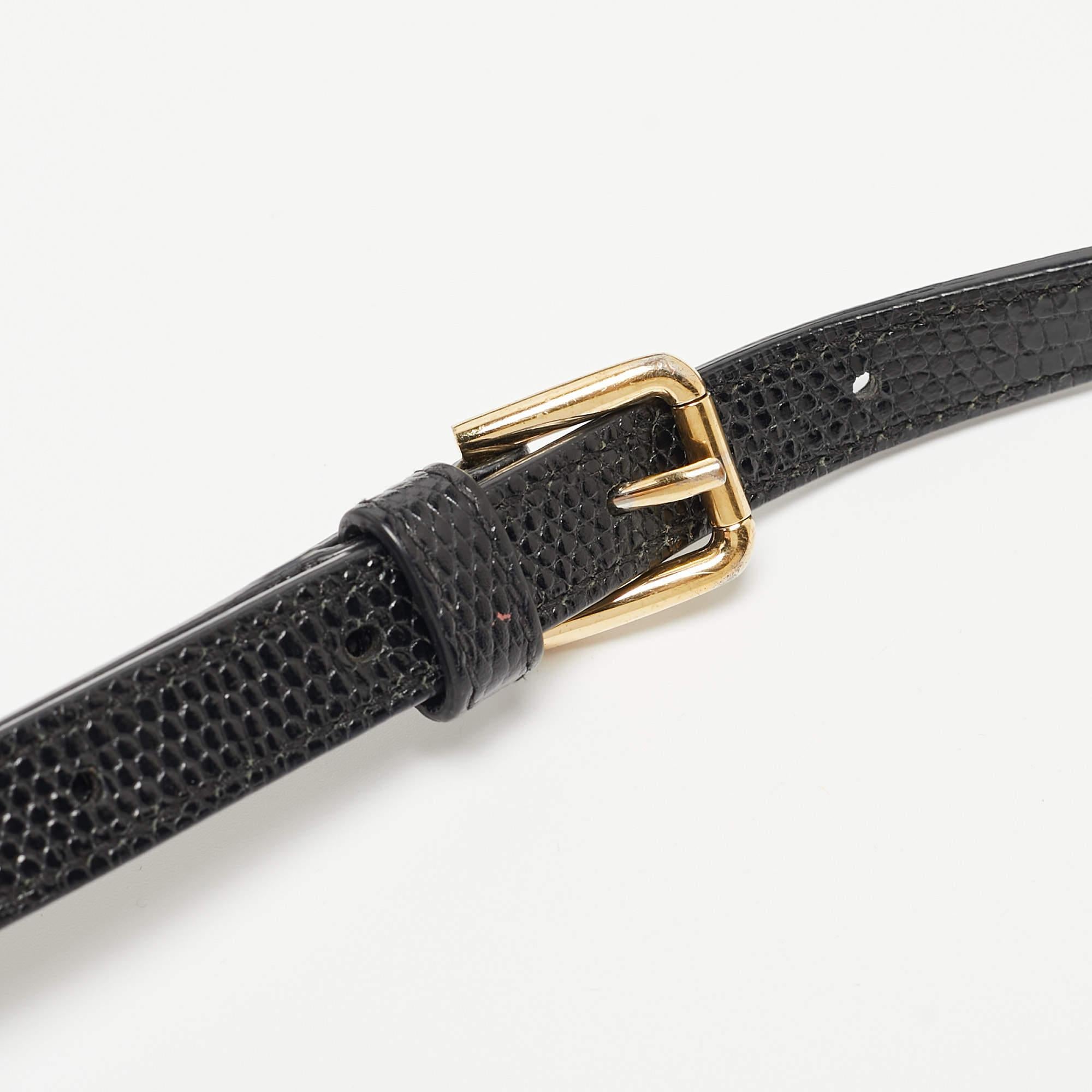 Dolce & Gabbana Black Lizard Embossed Leather Mini DG Millennials Crossbody Bag 14
