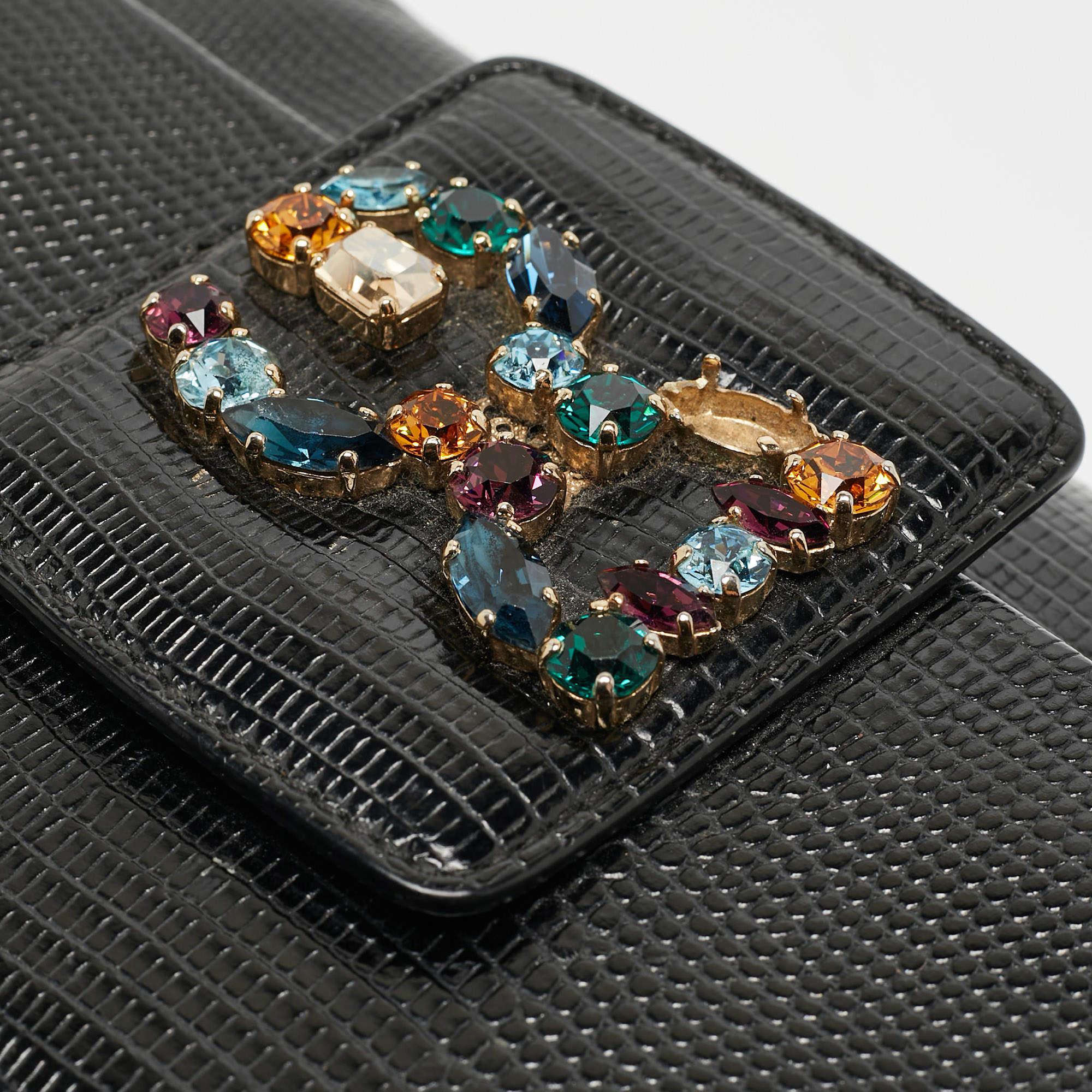 Dolce & Gabbana Black Lizard Embossed Leather Mini DG Millennials Crossbody Bag 15