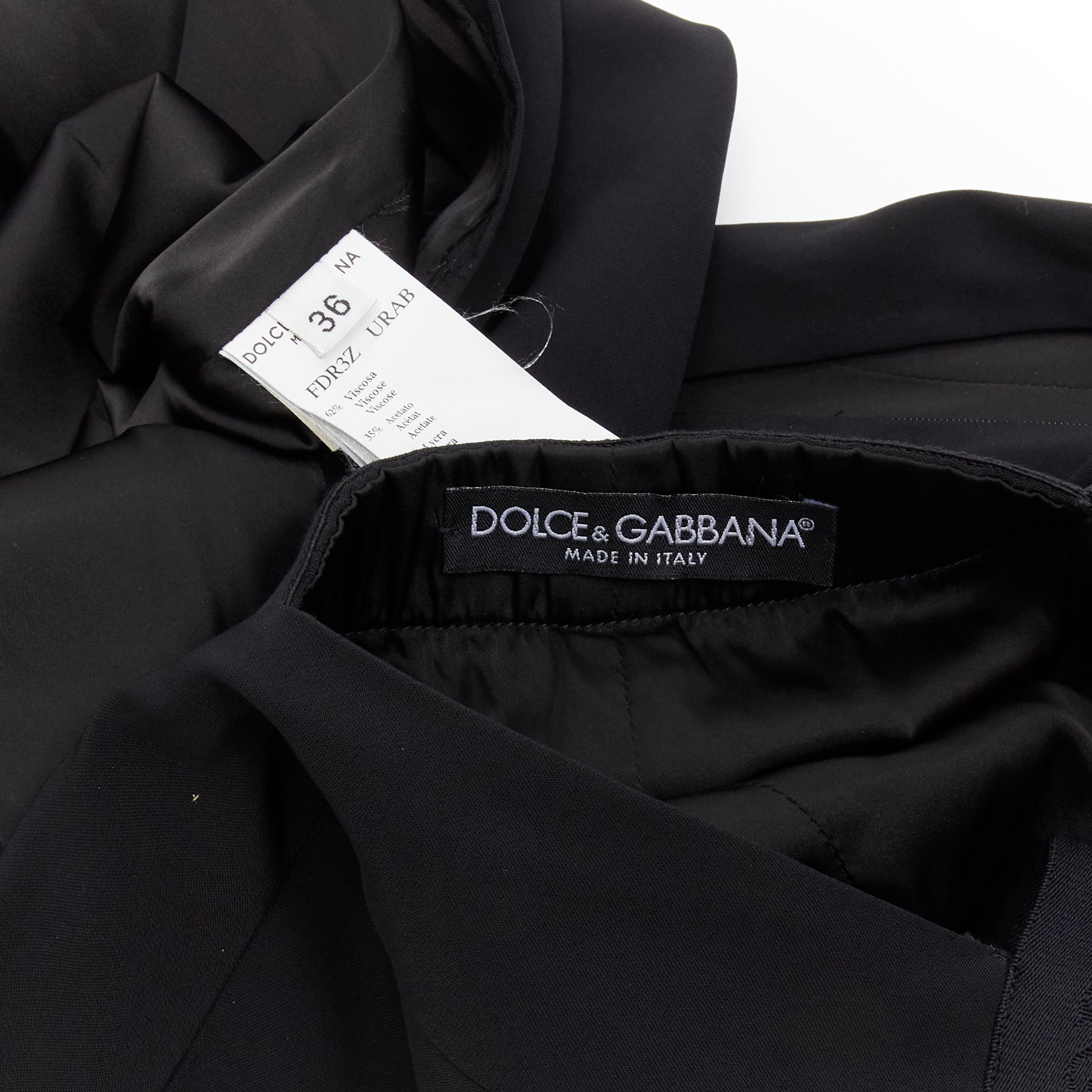 DOLCE GABBANA black logo elastic strap cross back bodycon dress IT36 XS For Sale 5