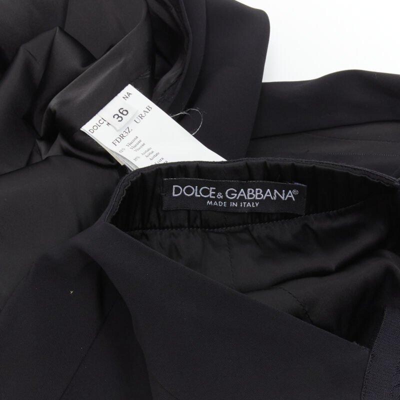 DOLCE GABBANA black logo elastic strap cross back bodycon dress IT36 XS 5
