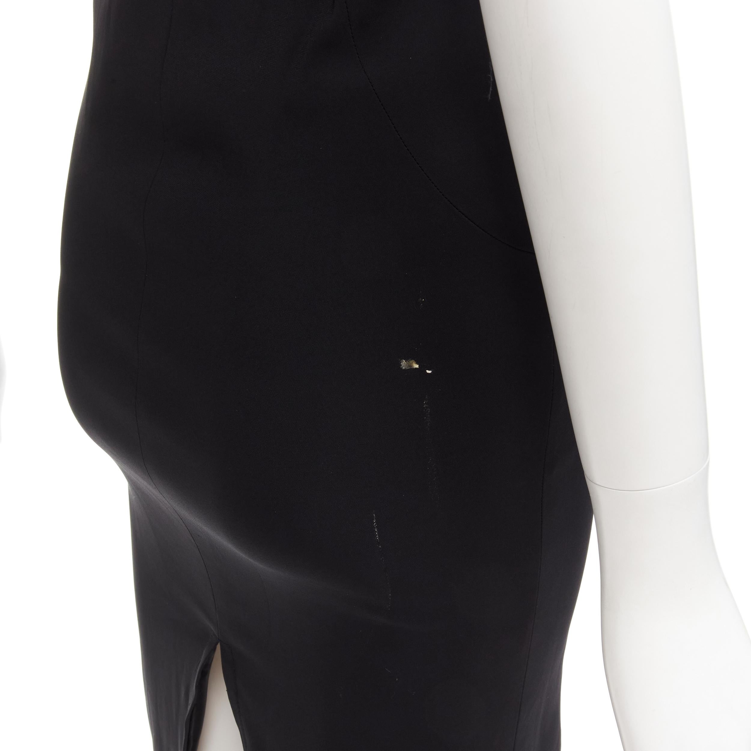 DOLCE GABBANA black logo elastic strap cross back bodycon dress IT36 XS For Sale 4