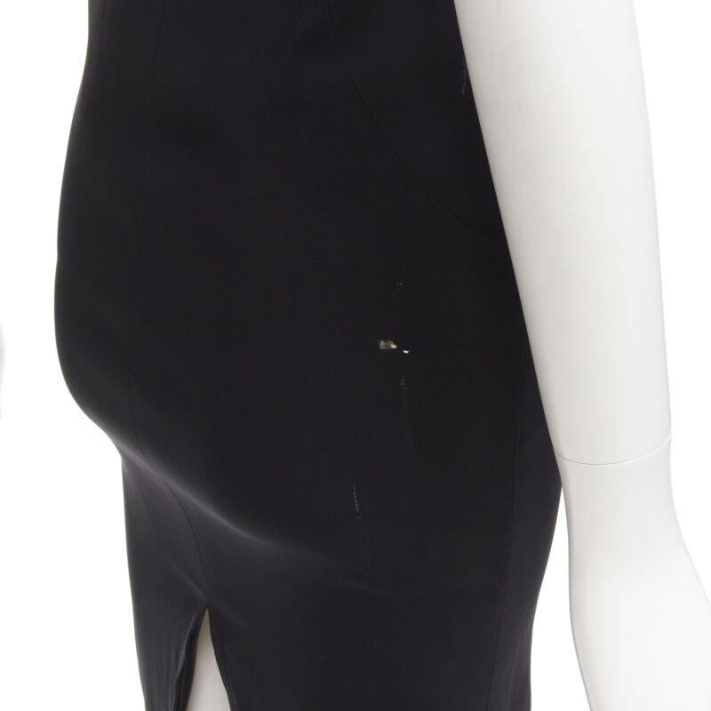 DOLCE GABBANA black logo elastic strap cross back bodycon dress IT36 XS 4