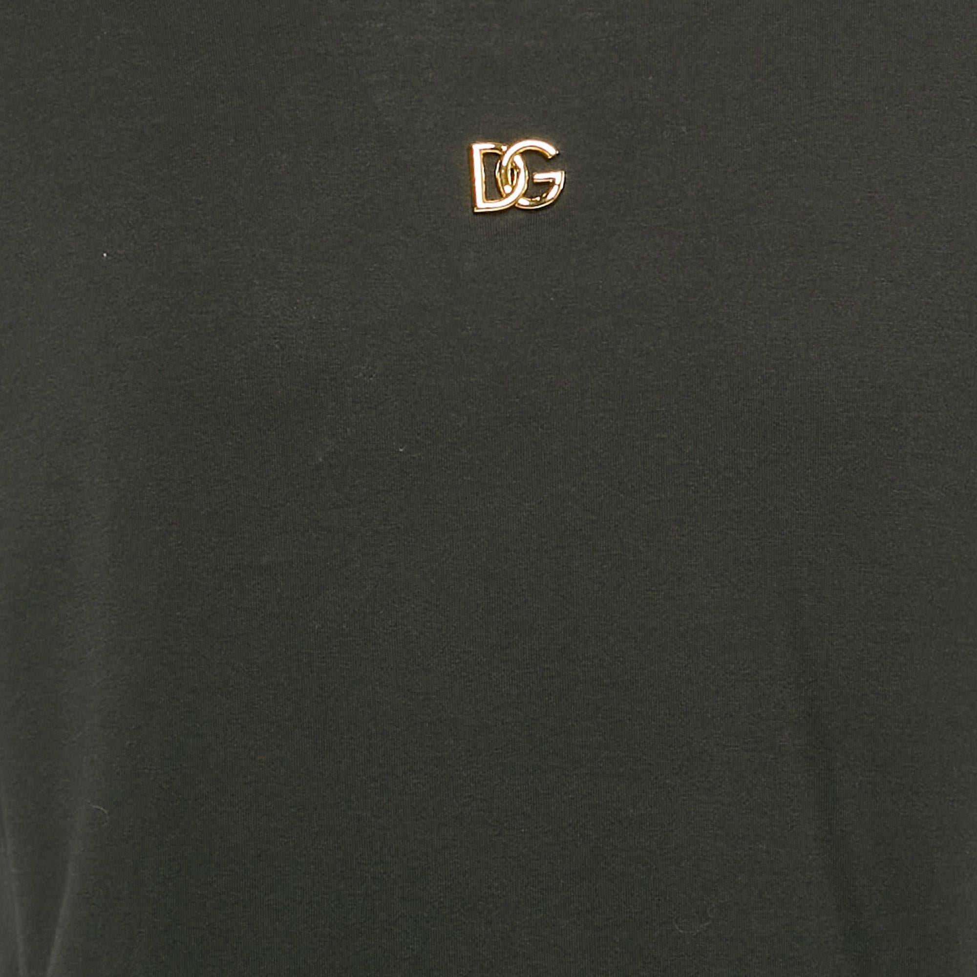 Dolce & Gabbana Black Logo Jewel Cotton Jersey T-Shirt XS In Good Condition In Dubai, Al Qouz 2