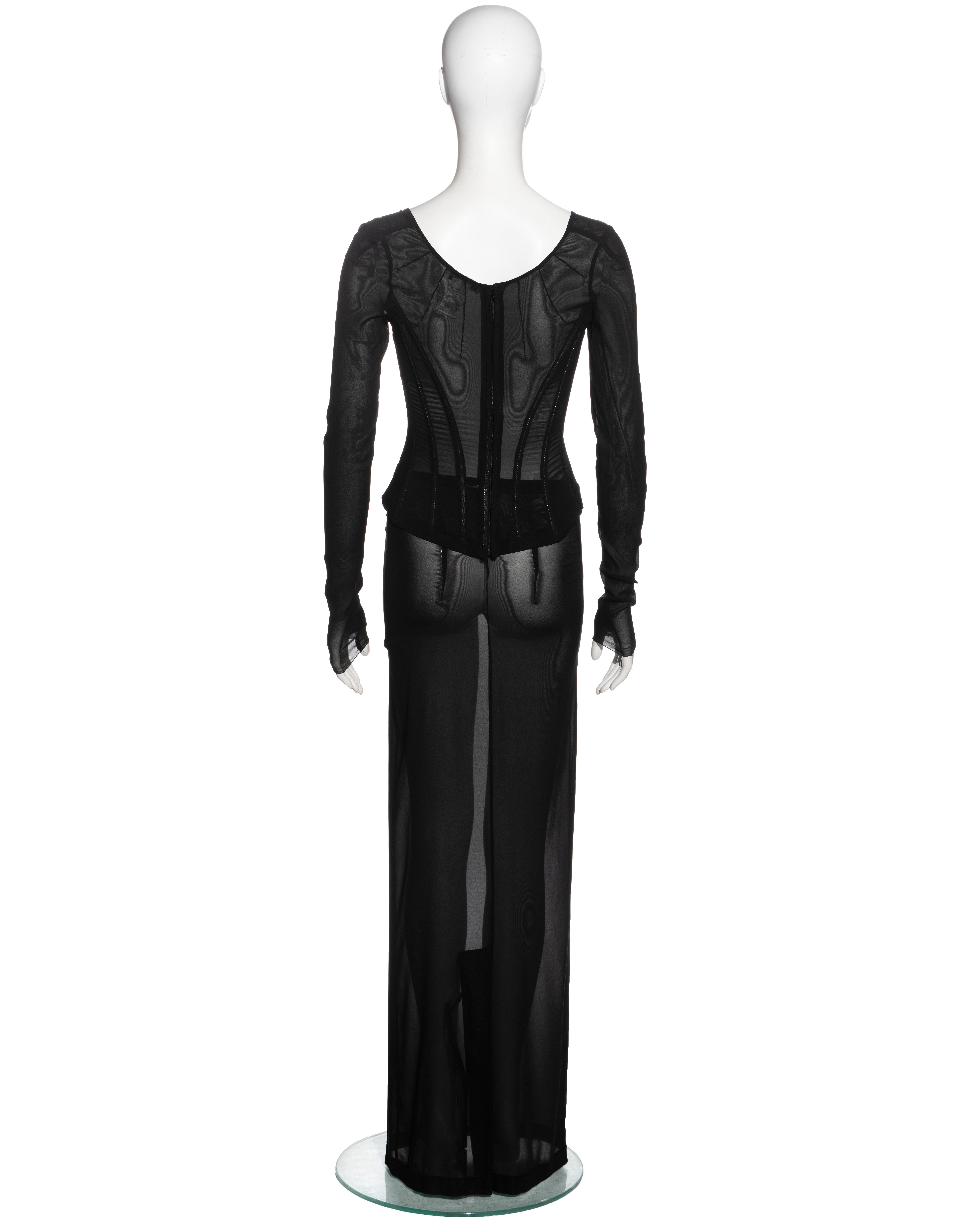 Dolce & Gabbana black long-sleeve corset and maxi skirt ensemble, fw 1997 1