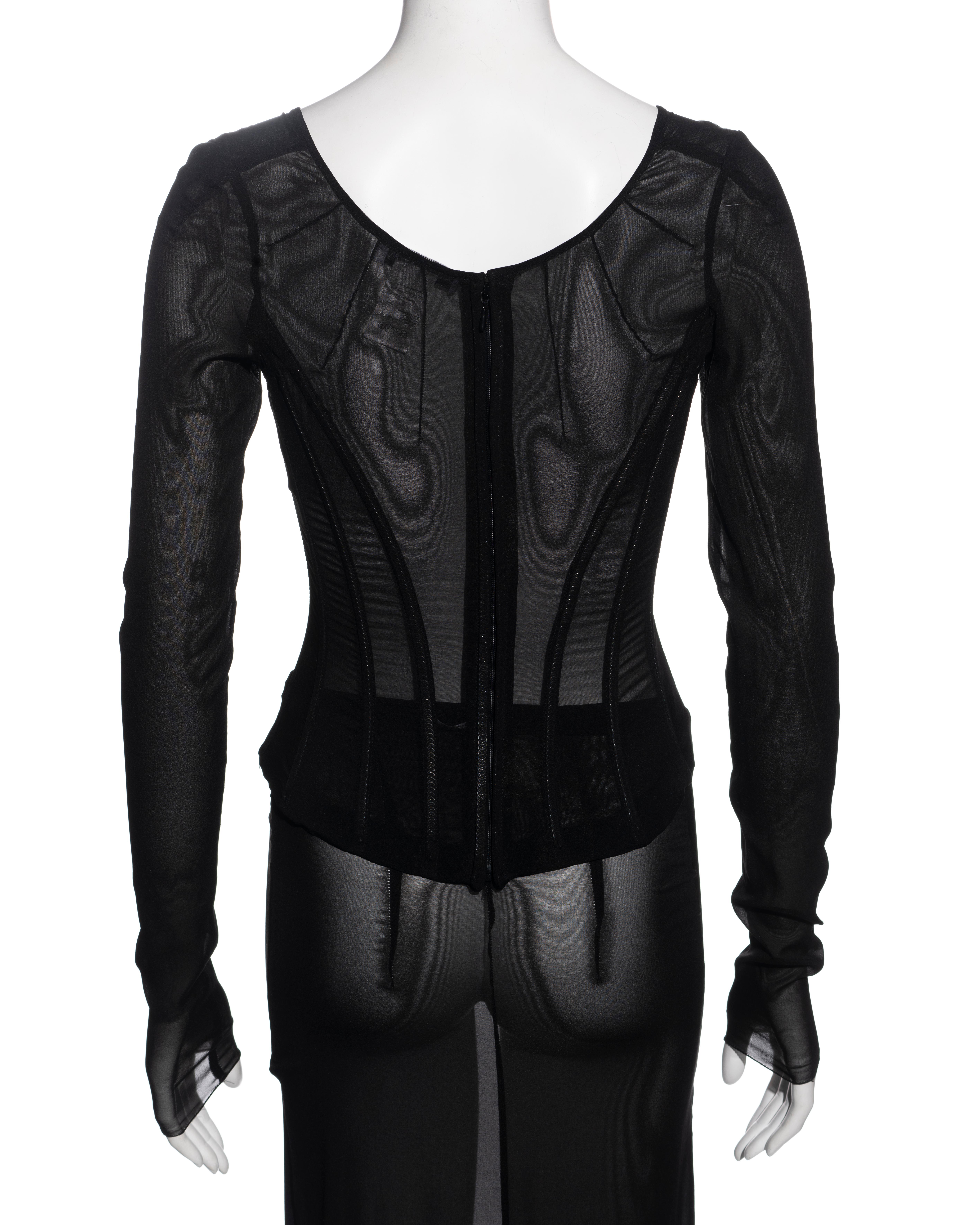 Dolce & Gabbana black long-sleeve corset and maxi skirt ensemble, fw 1997 2