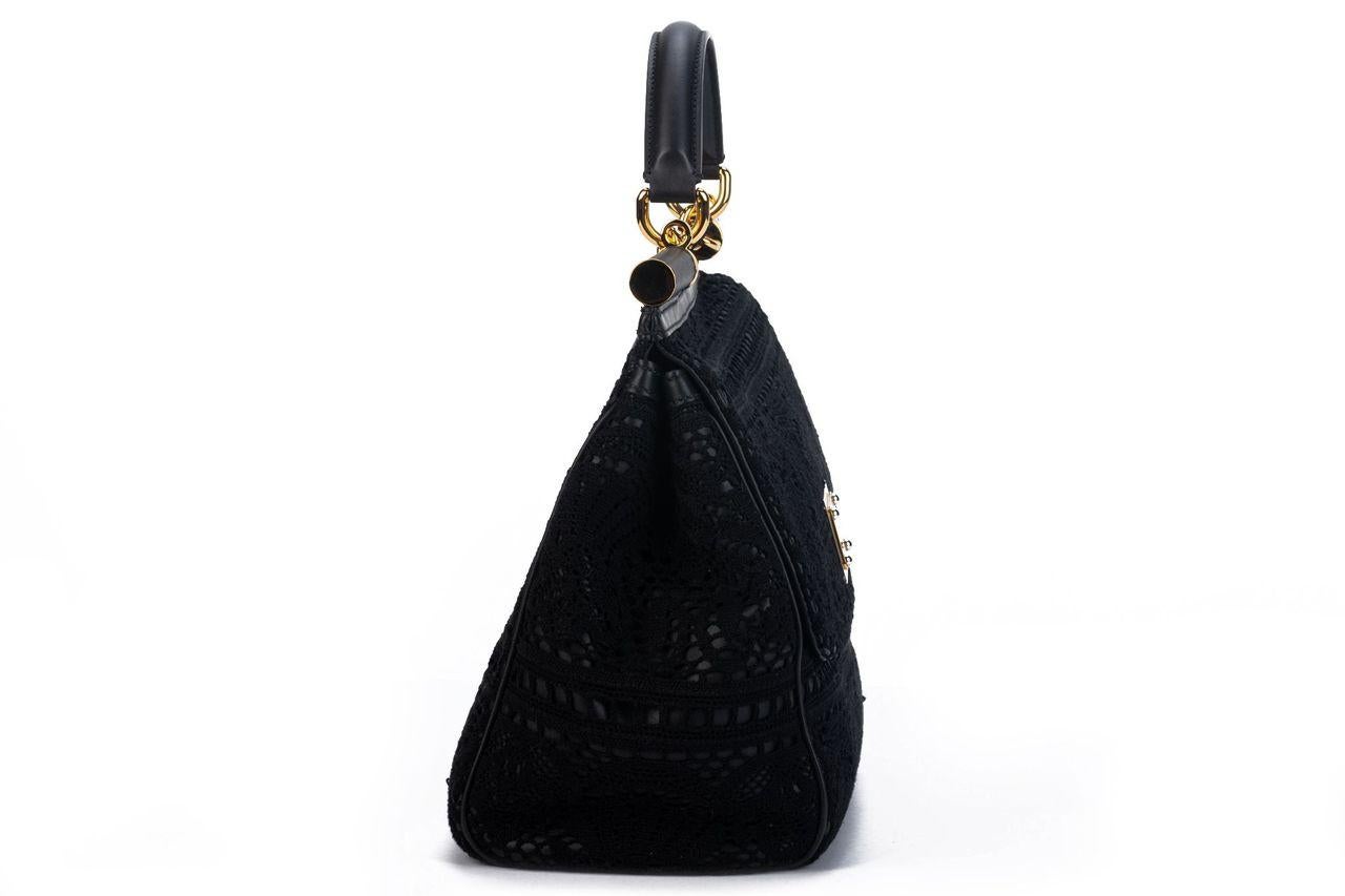 Dolce & Gabbana Black Macrame’ Bag In New Condition For Sale In West Hollywood, CA