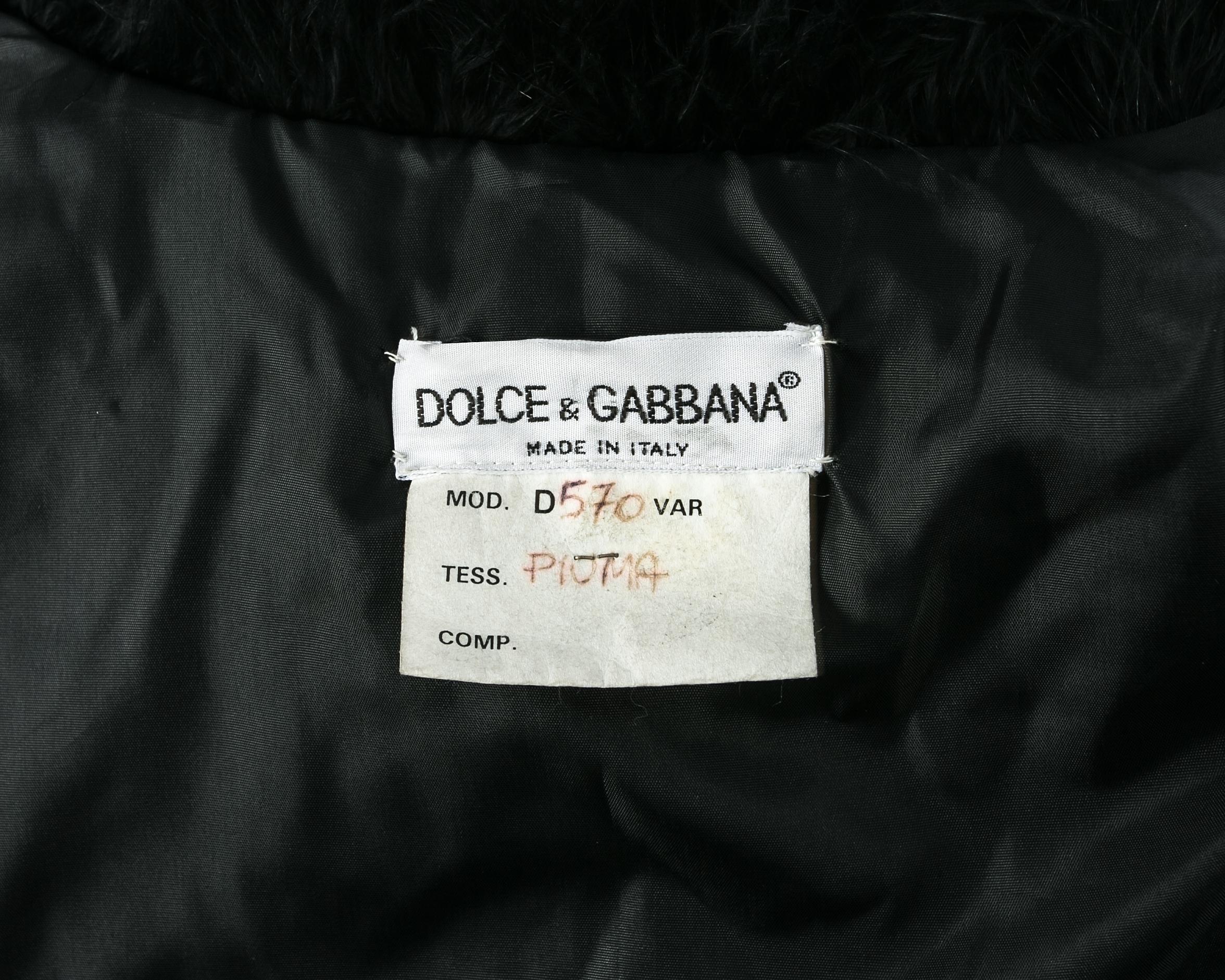 Dolce and Gabbana black marabou bolero jacket, A/W 1999 For Sale at ...