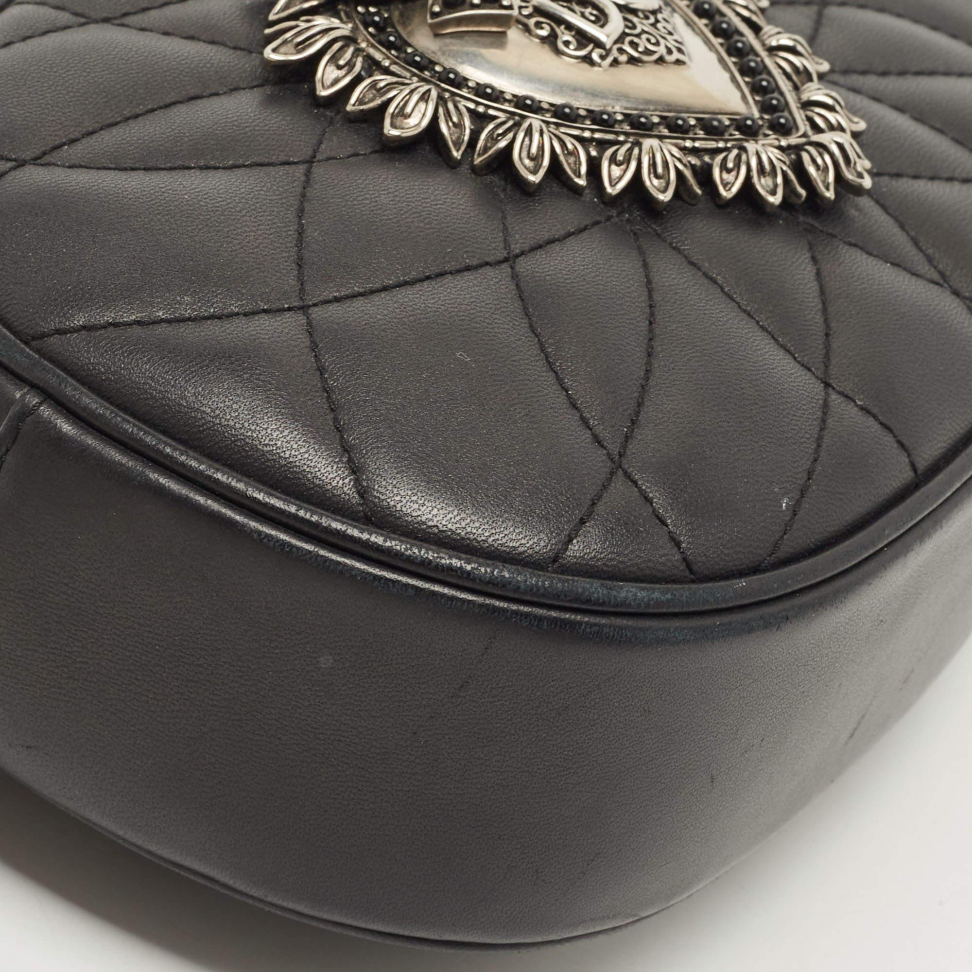 Dolce & Gabbana Black Matelasse Leather Devotion Camera Crossbody Bag 7