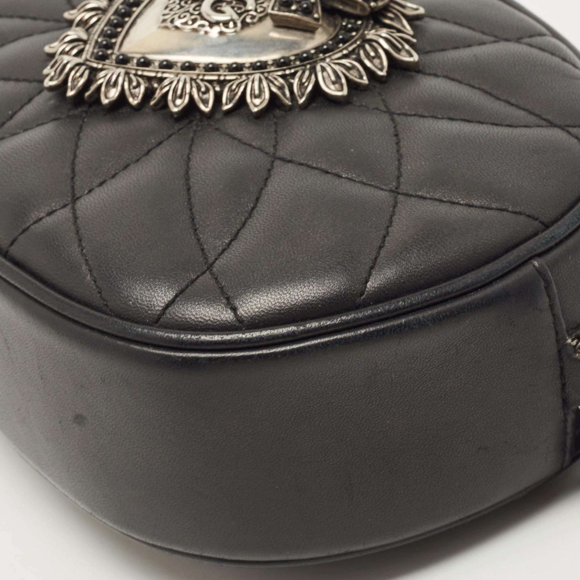 Dolce & Gabbana Black Matelasse Leather Devotion Camera Crossbody Bag 8