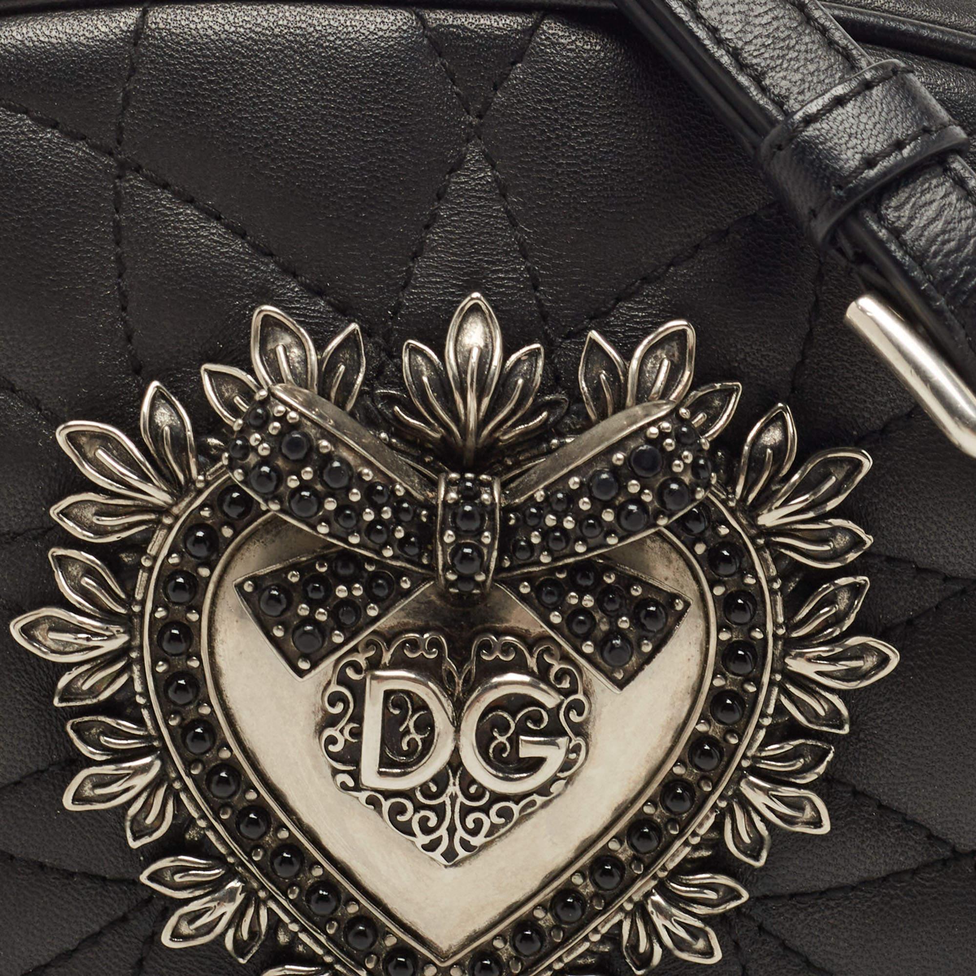 Dolce & Gabbana Black Matelasse Leather Devotion Camera Crossbody Bag 10