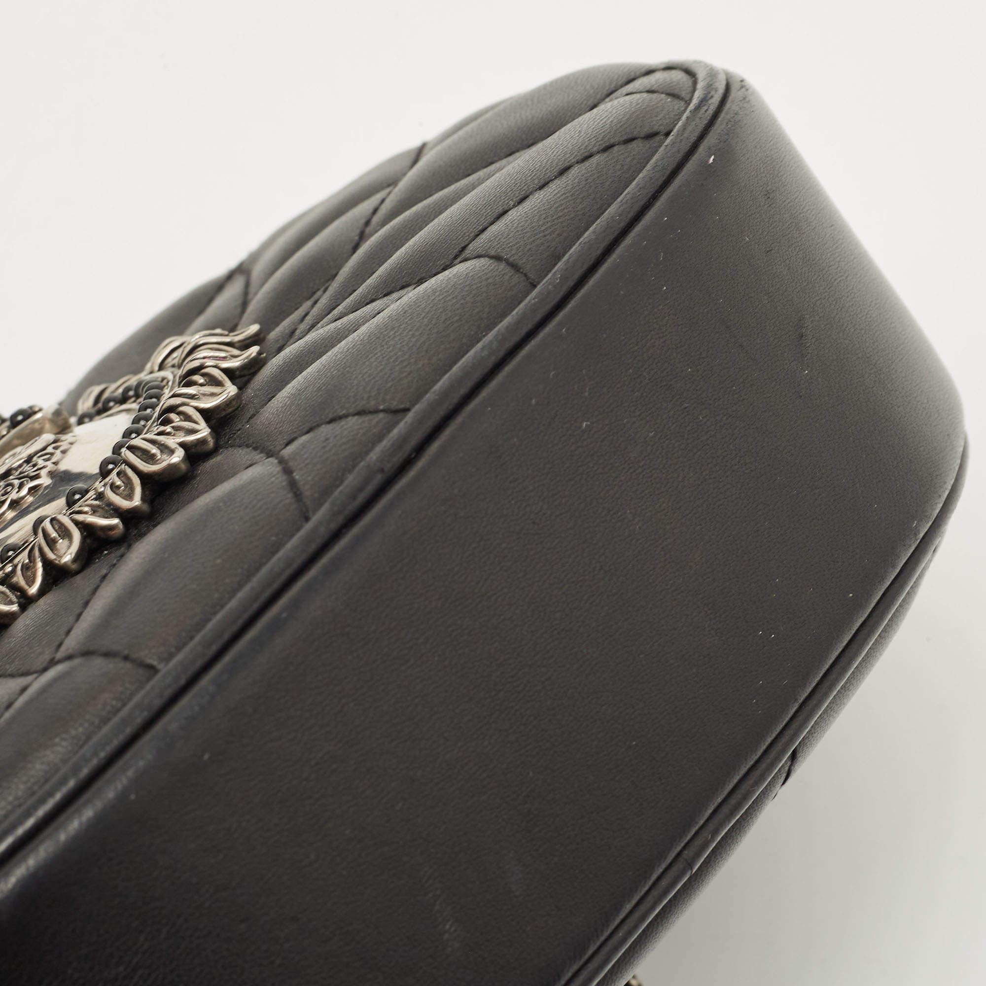 Dolce & Gabbana Black Matelasse Leather Devotion Camera Crossbody Bag 5
