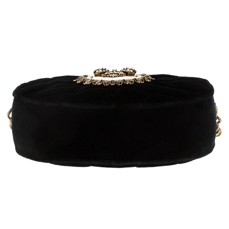 Dolce & Gabbana Black Matelasse Velvet Devotion Camera Crossbody Bag 1
