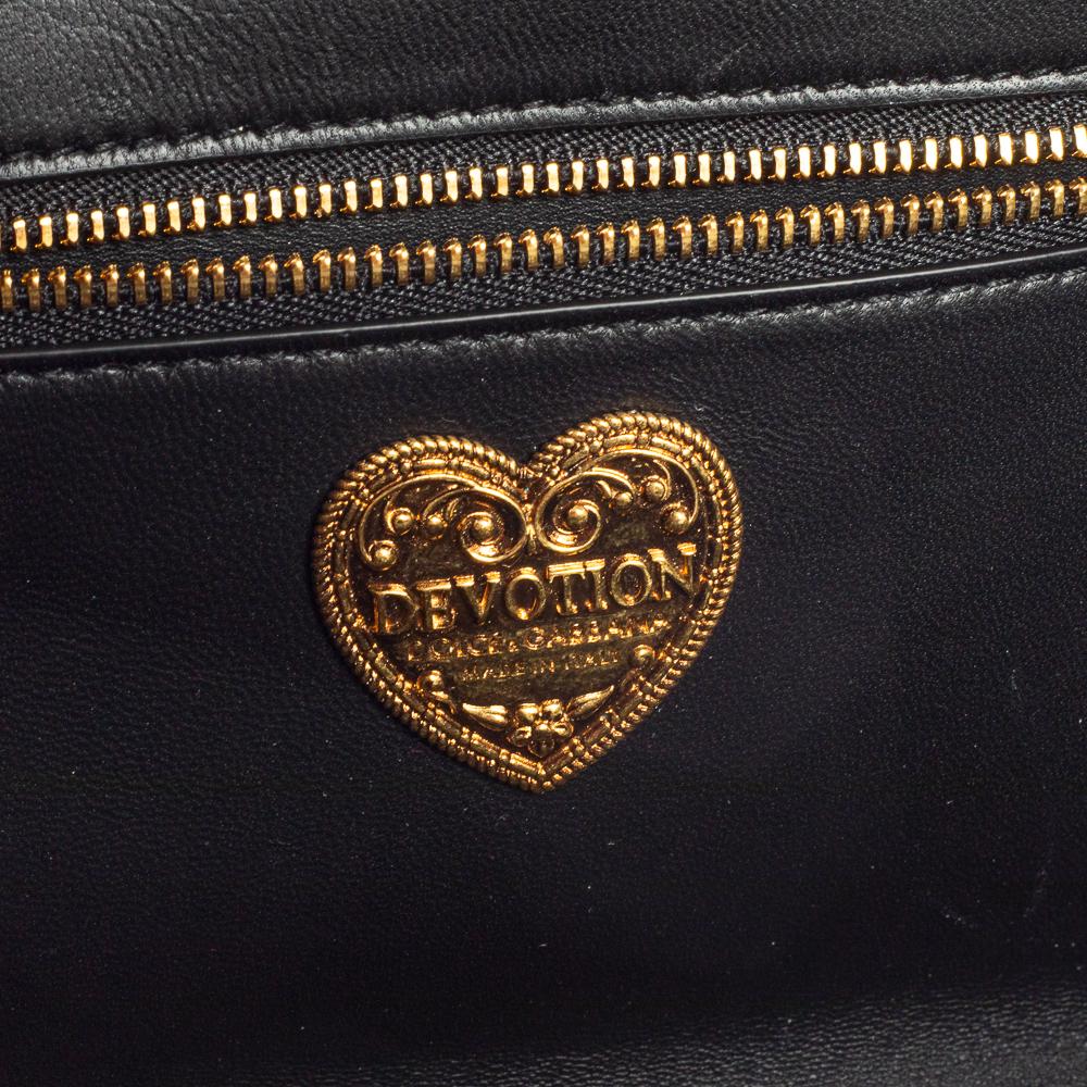 Dolce & Gabbana Black Matelasse Velvet Devotion Chain Shoulder Bag 1