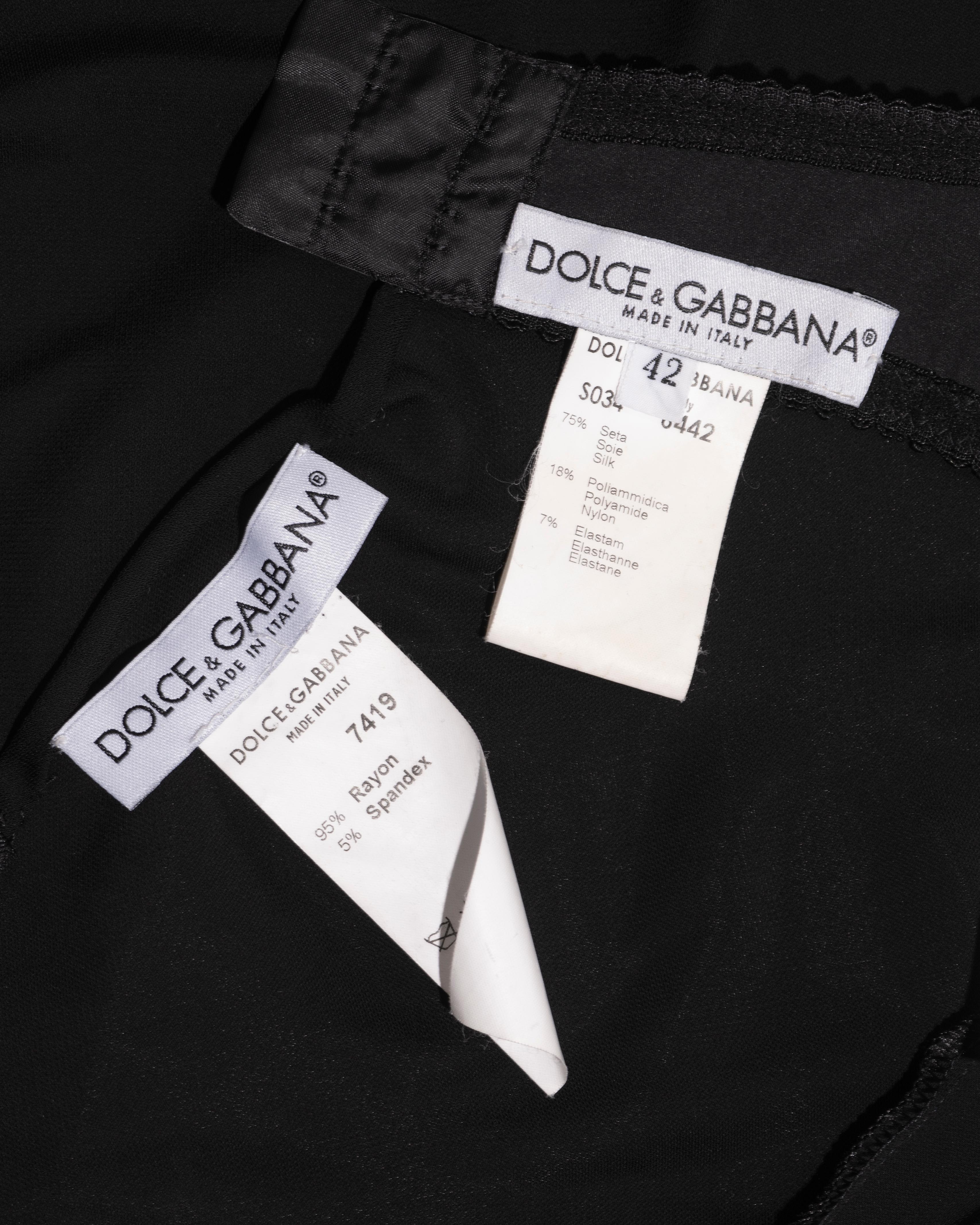 Dolce & Gabbana black maxi dress with crystal choker necklace, ss 2001 For Sale 3