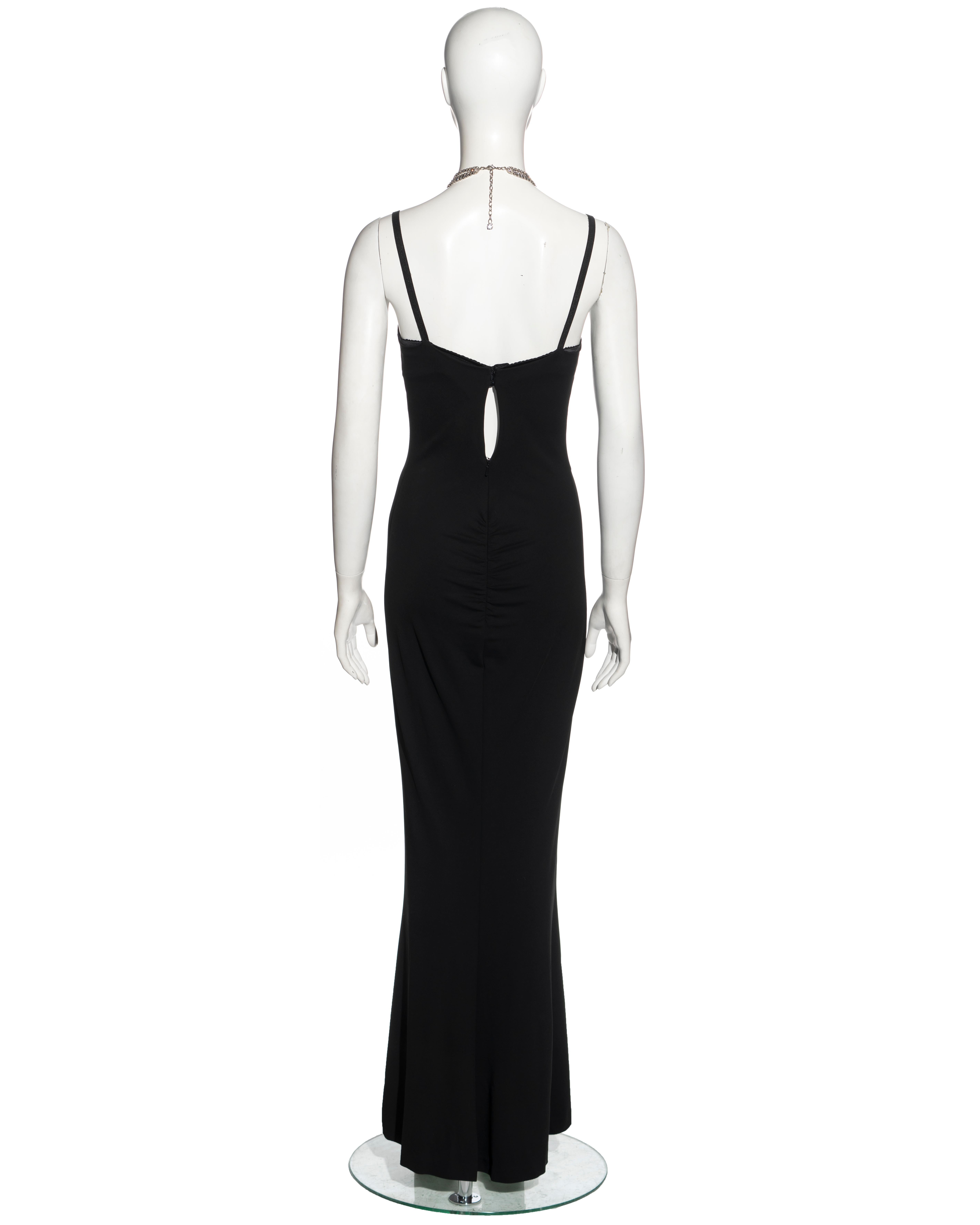 Dolce & Gabbana black maxi dress with crystal choker necklace, ss 2001 For Sale 1