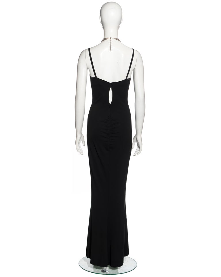 Dolce and Gabbana black maxi dress with crystal choker necklace, ss 2001  For Sale at 1stDibs | dolce and gabbana black crystal dress, black dress  with choker necklace