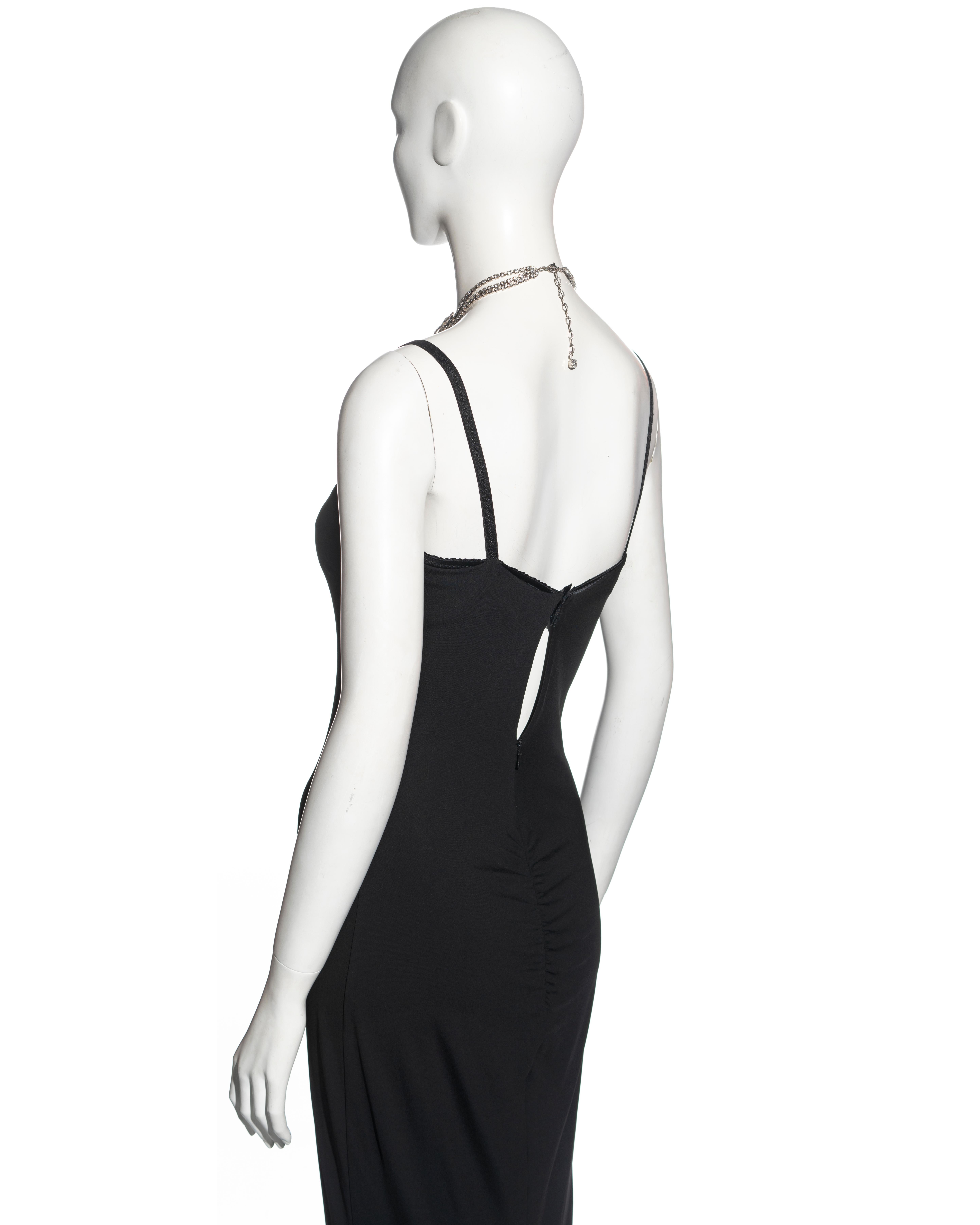 Dolce & Gabbana black maxi dress with crystal choker necklace, ss 2001 For Sale 1