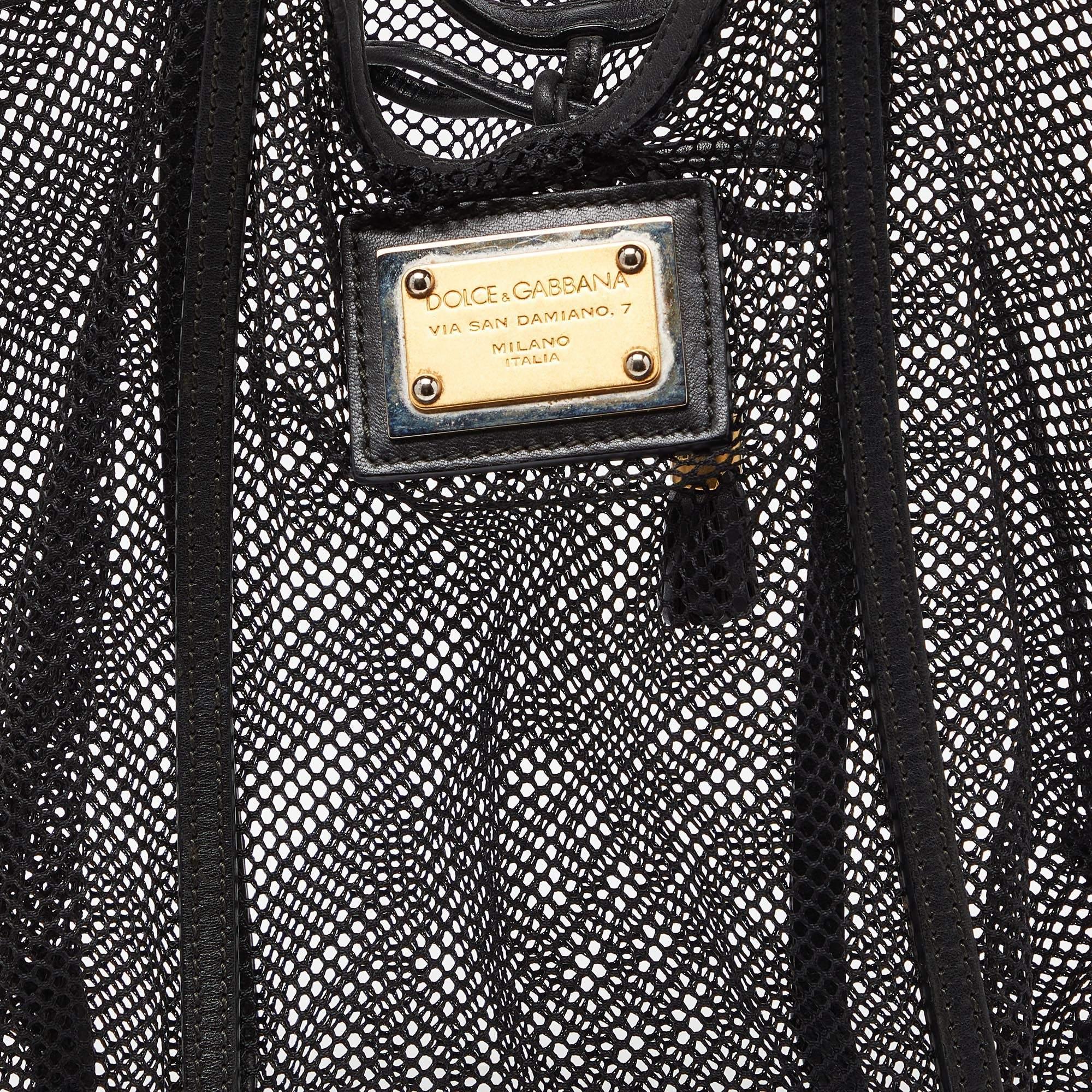 Dolce & Gabbana Black Mesh and Leather Open Tote 1