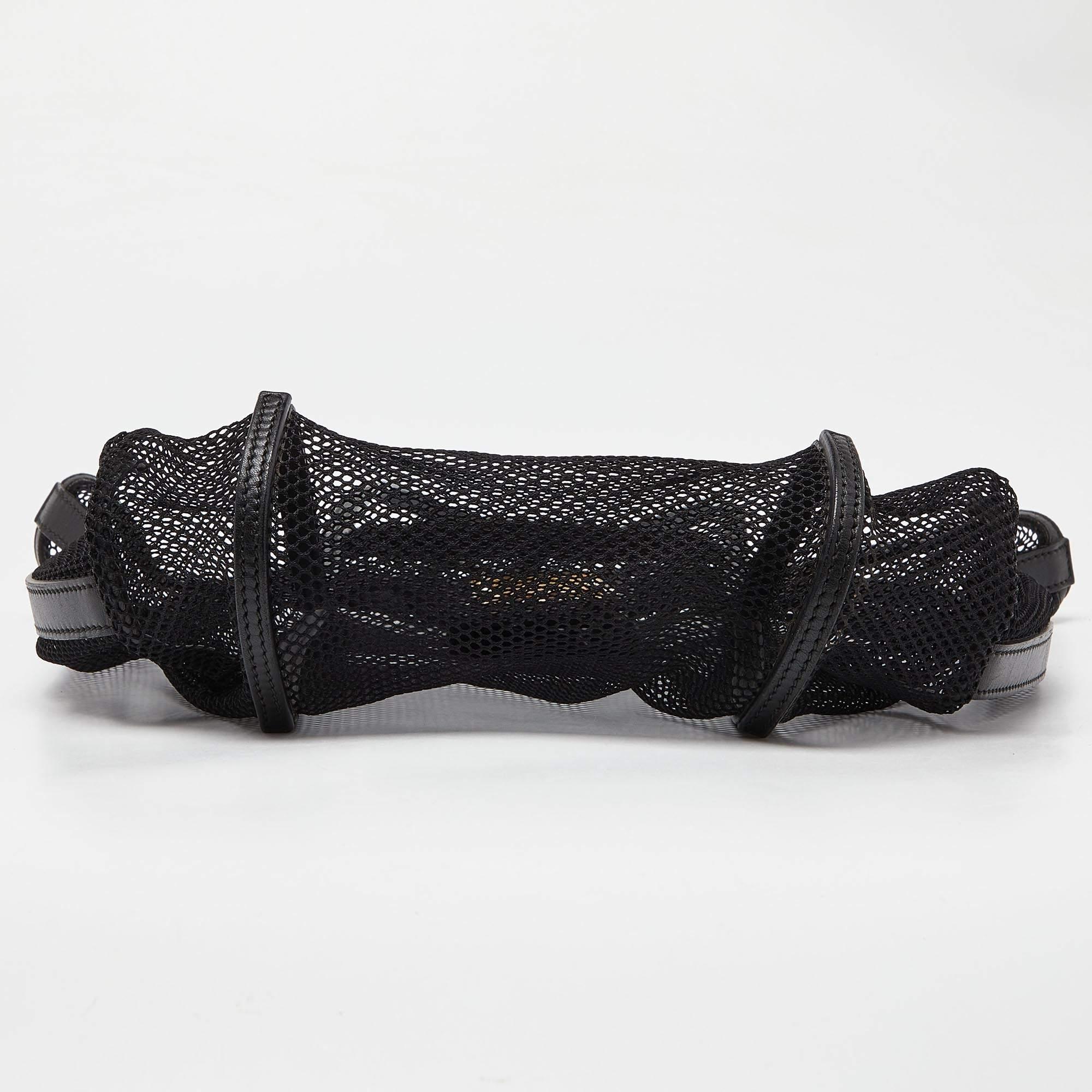 Dolce & Gabbana Black Mesh and Leather Open Tote 2