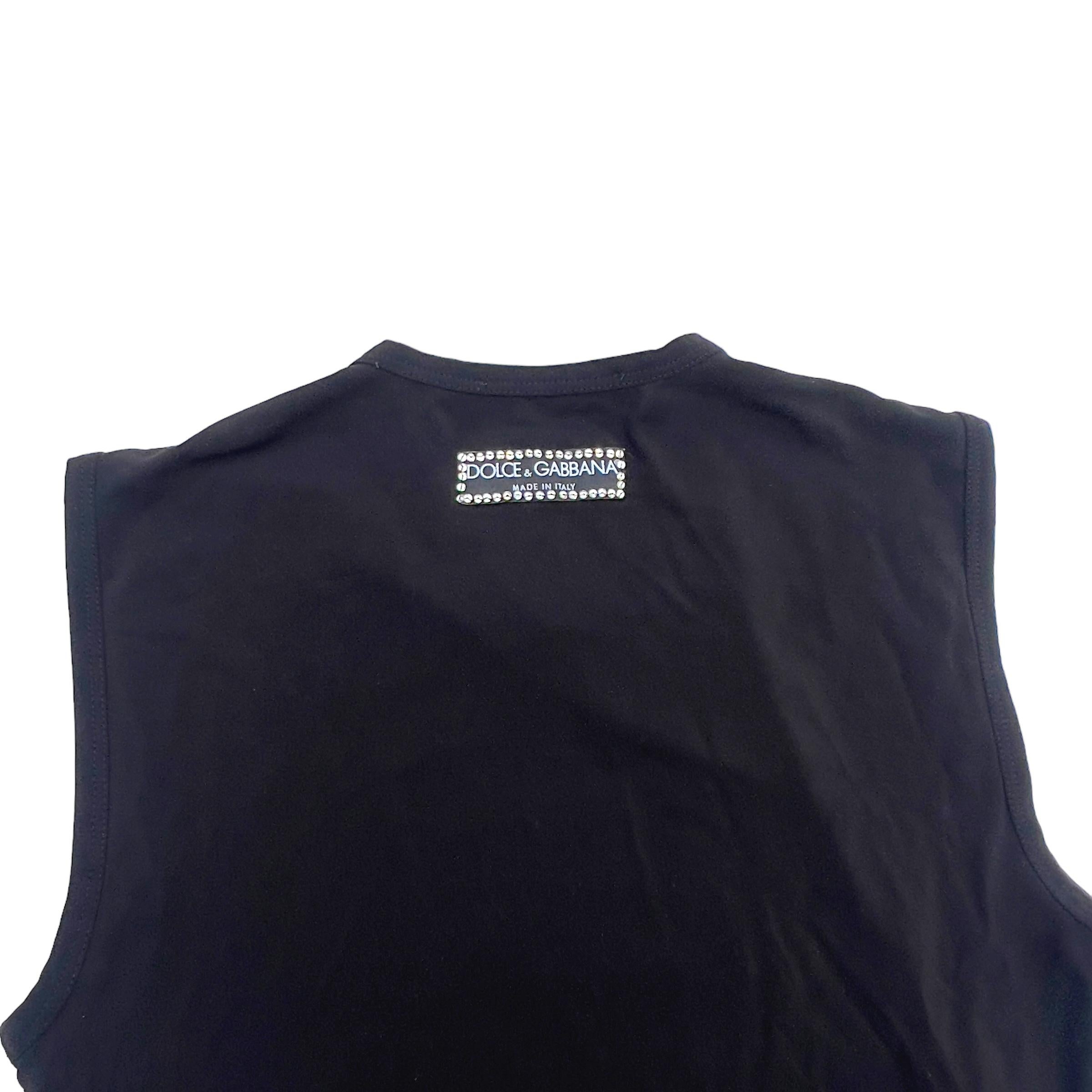 Women's Dolce & Gabbana black mesh and rhinestone Madonna 'LIKE A VIRGIN' vest, ss 2001 For Sale