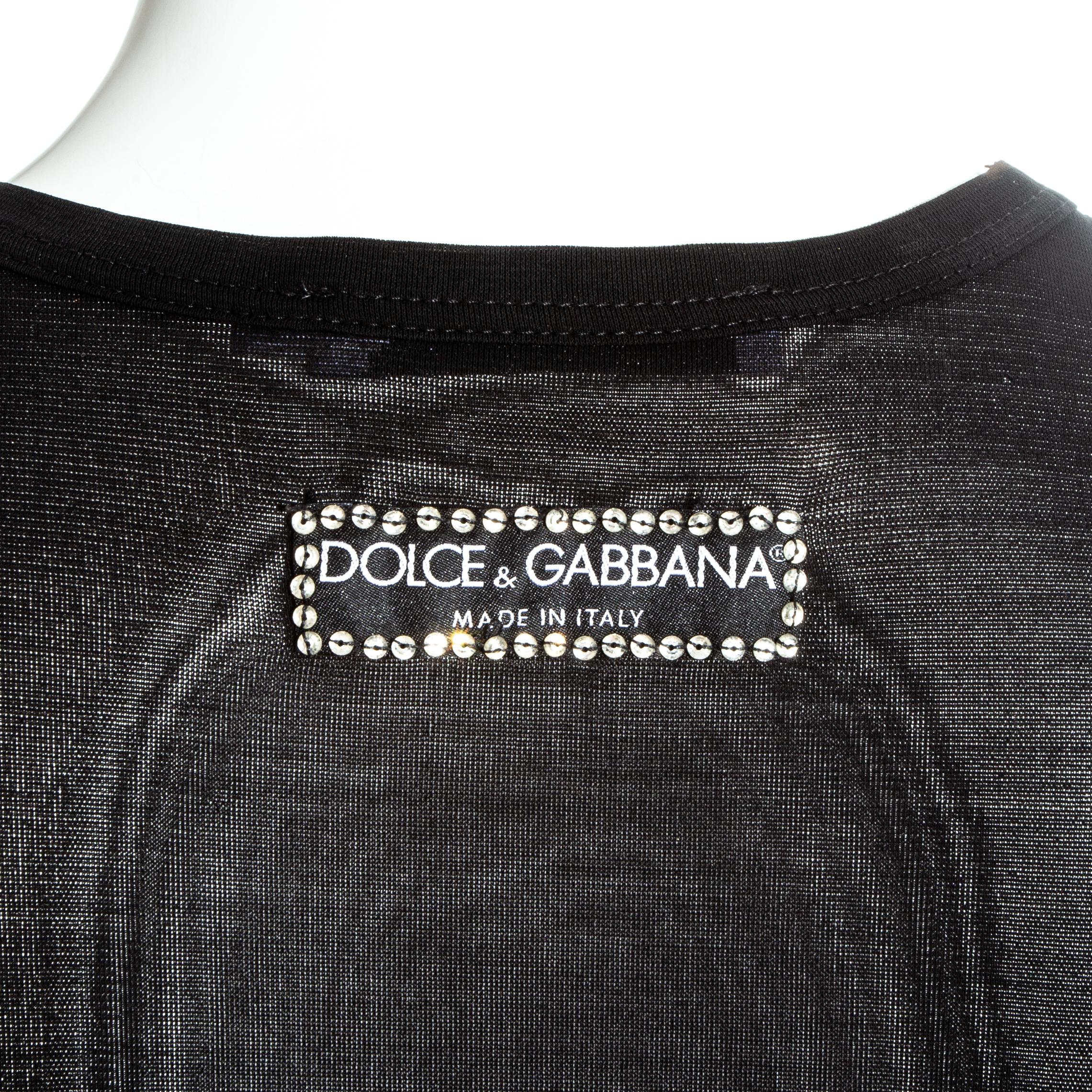Women's Dolce & Gabbana black mesh and rhinestone Madonna 'LIKE A VIRGIN' vest, ss 2001