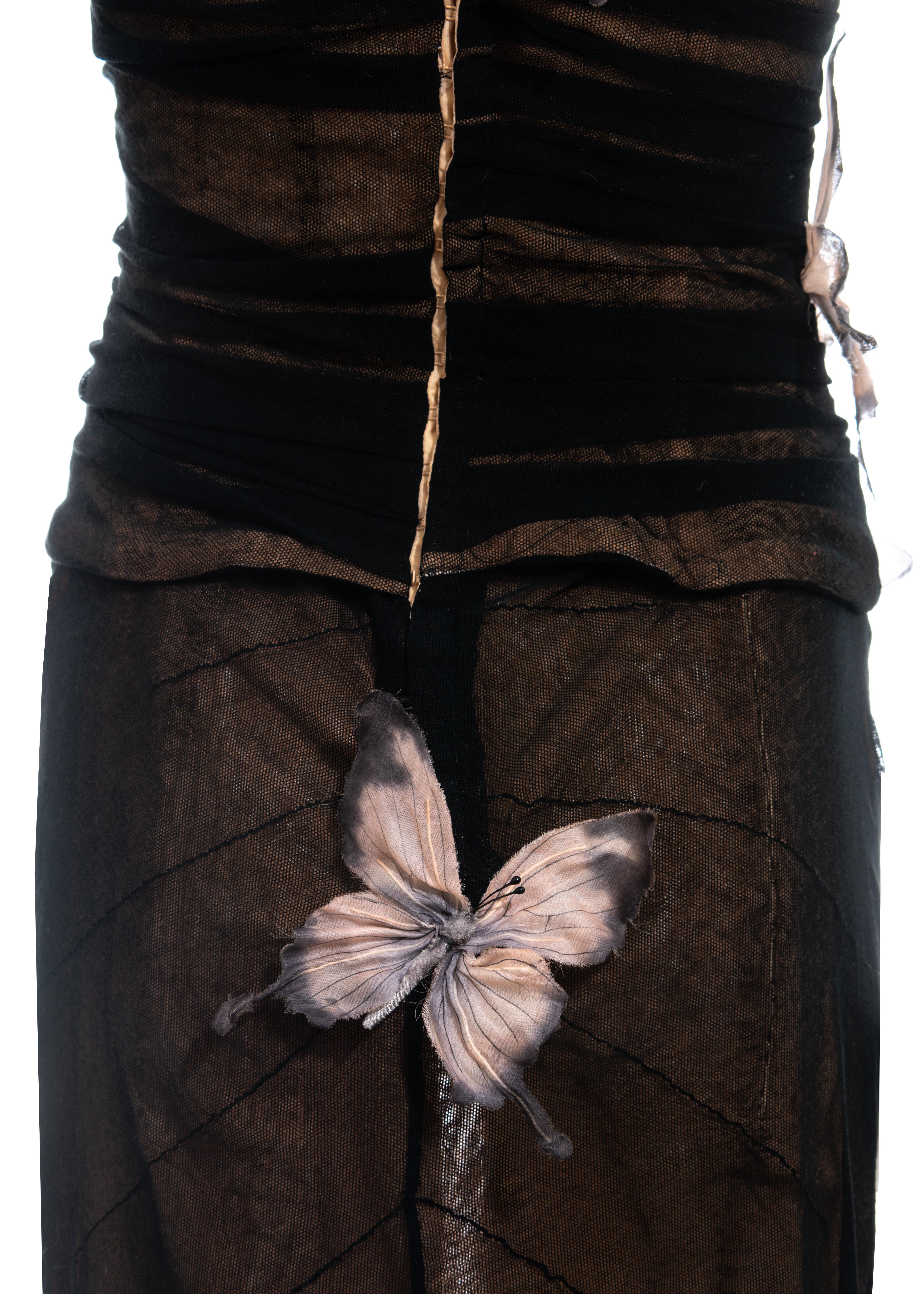 Dolce & Gabbana black mesh butterfly corseted evening dress, ss 1998 3