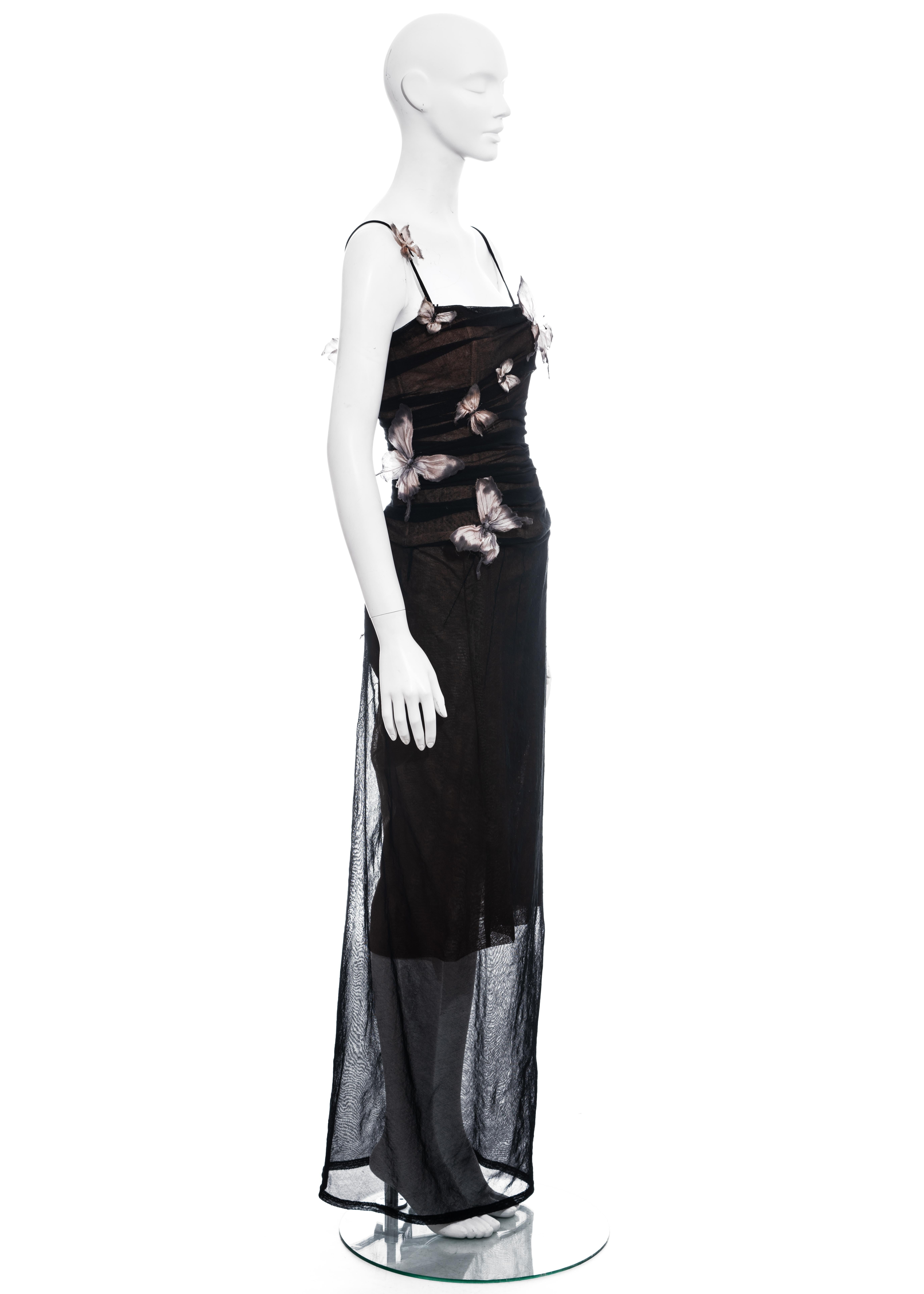 Dolce & Gabbana black mesh butterfly corseted evening dress, ss 1998 1