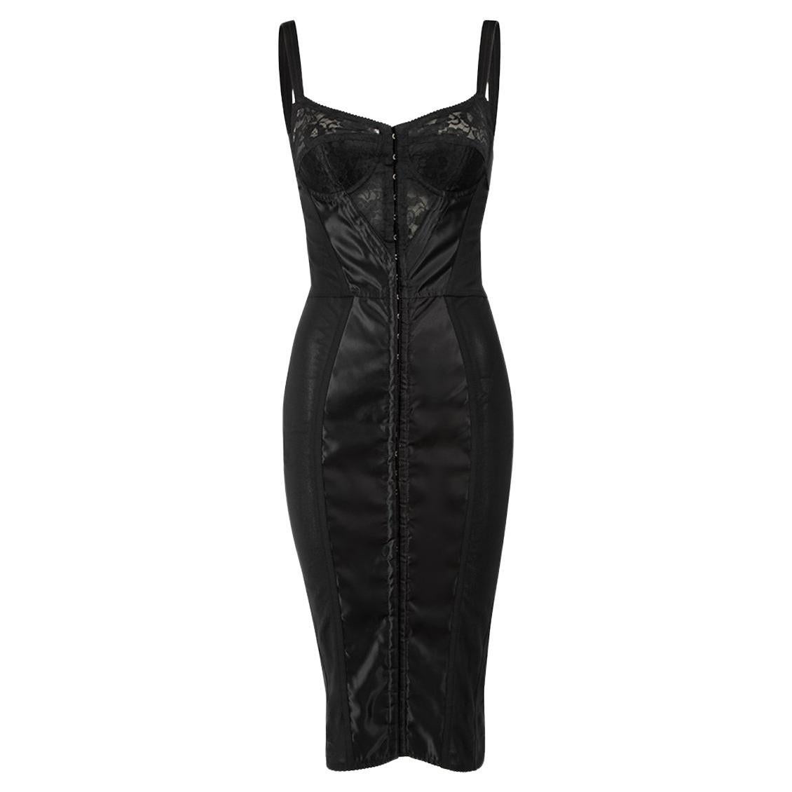 Dolce & Gabbana Black Mesh Corset Dress Size XXS