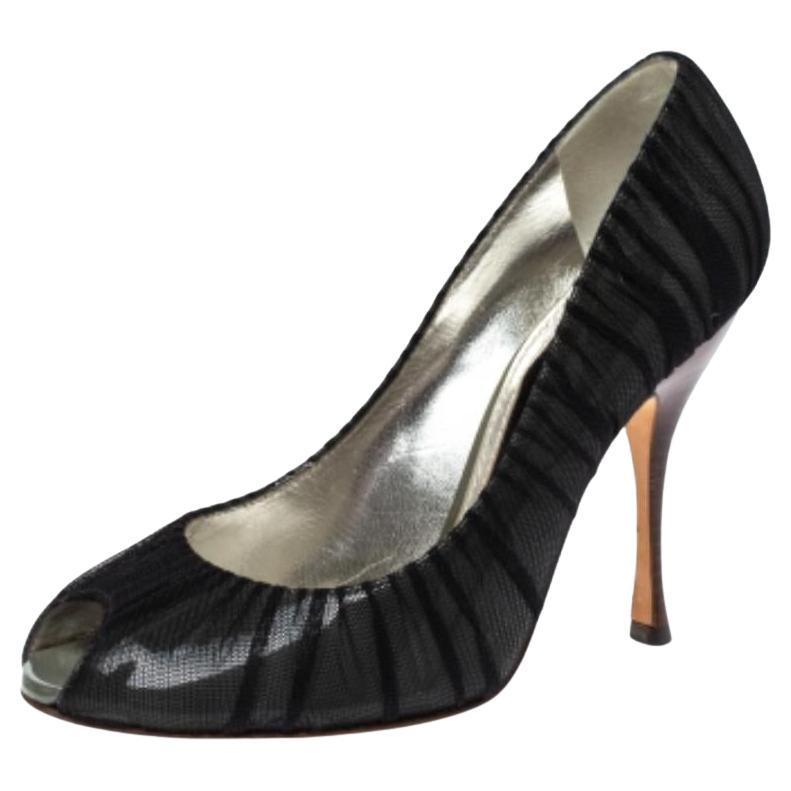 Dolce & Gabbana Schwarze Peep Toe Pumps aus Mesh-Stoff und PVC mit Peep Toe Größe 37,5 im Angebot