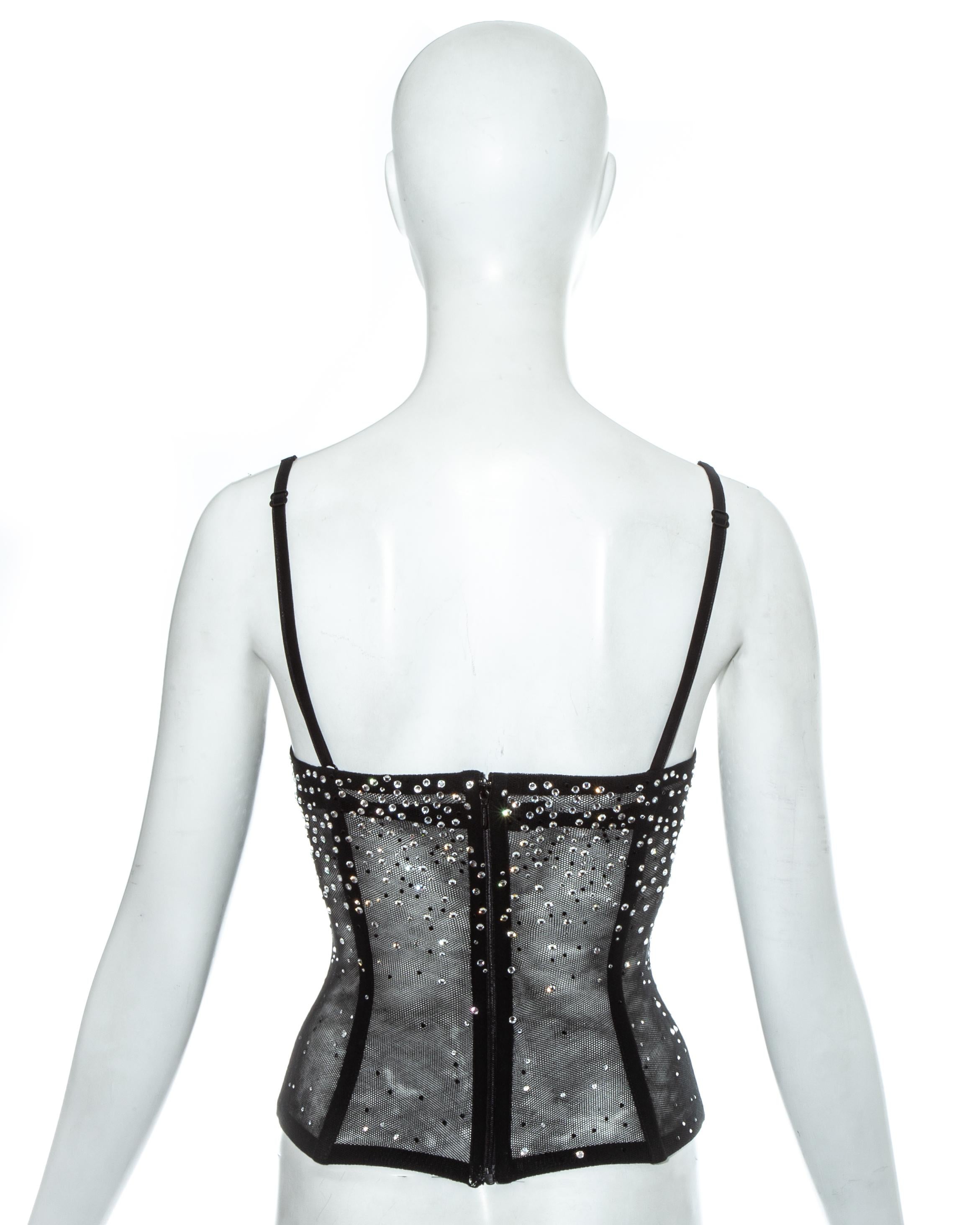 Black Dolce & Gabbana black mesh gem corset, ss 2000