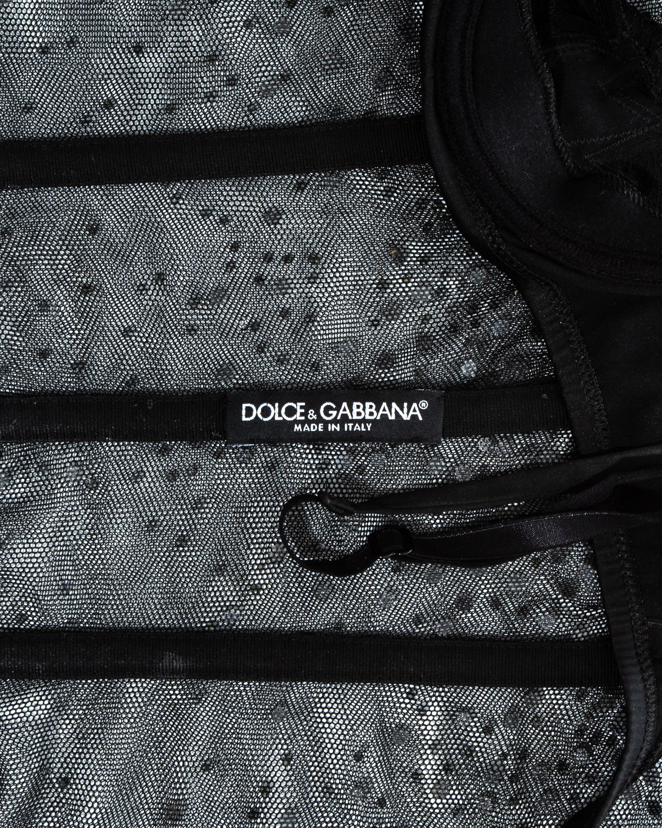 Dolce & Gabbana black mesh gem corset, ss 2000 In Excellent Condition In London, GB