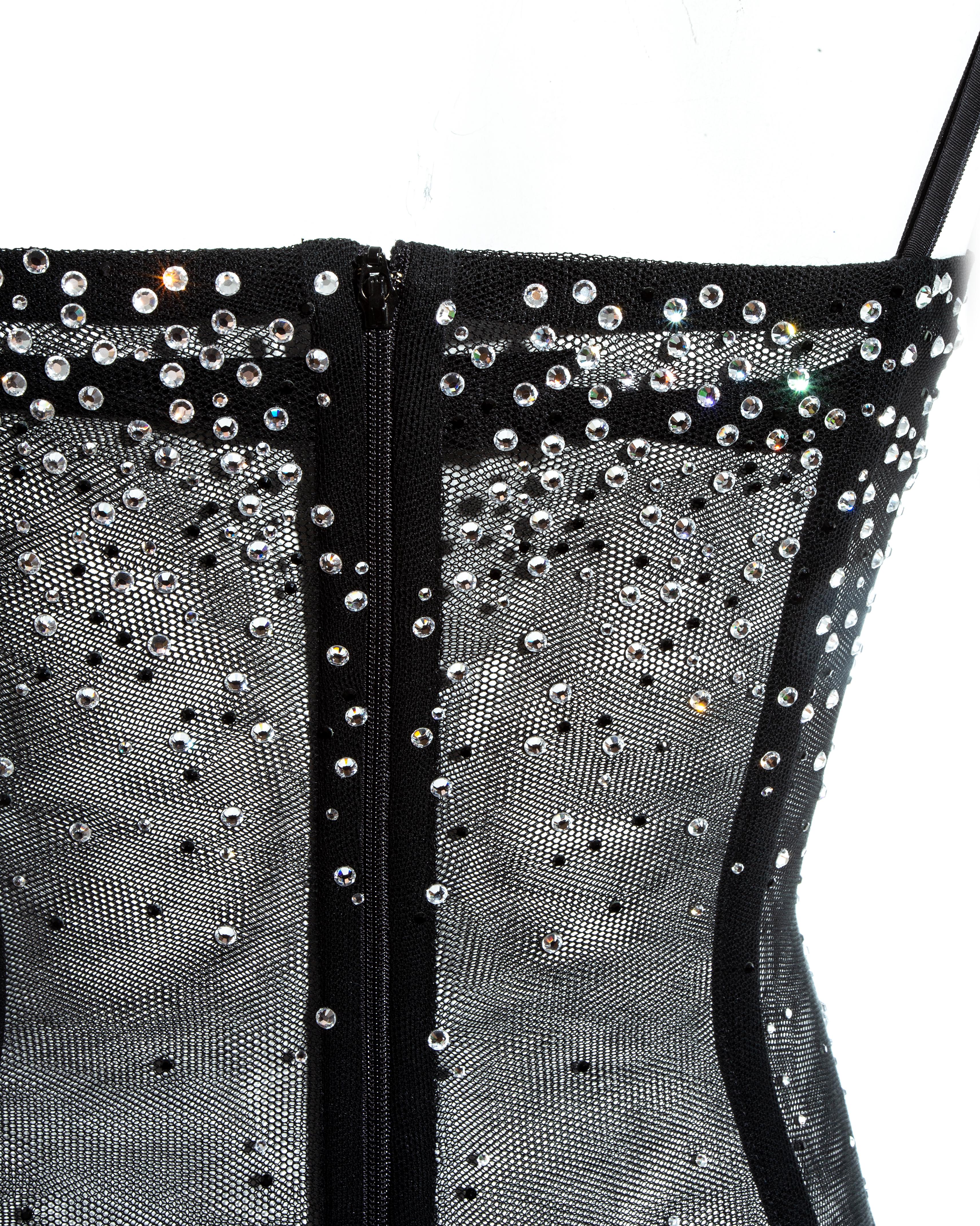 Women's Dolce & Gabbana black mesh gem corset, ss 2000