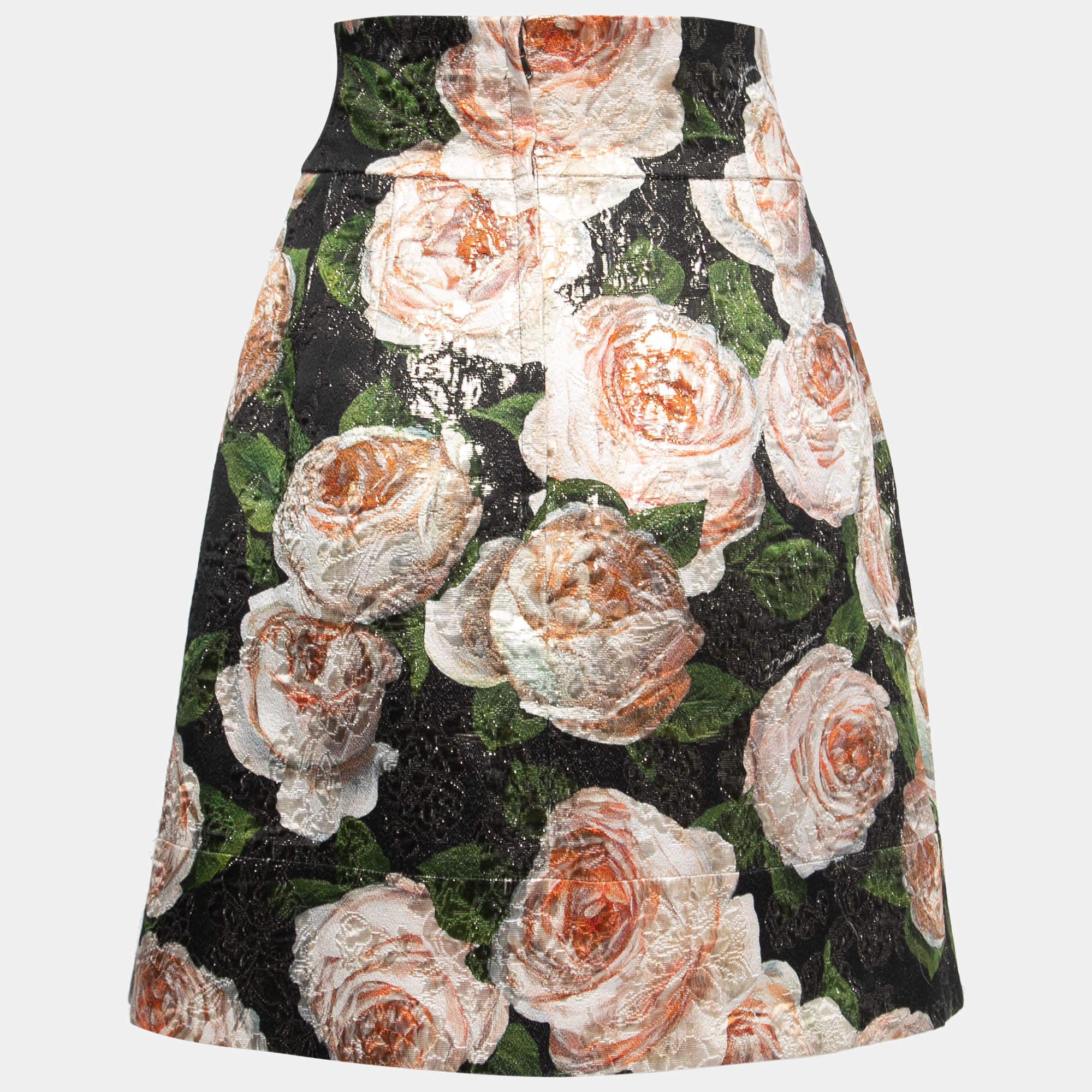 Dolce & Gabbana Metallic Red High Waist Polyester Mini Skirt