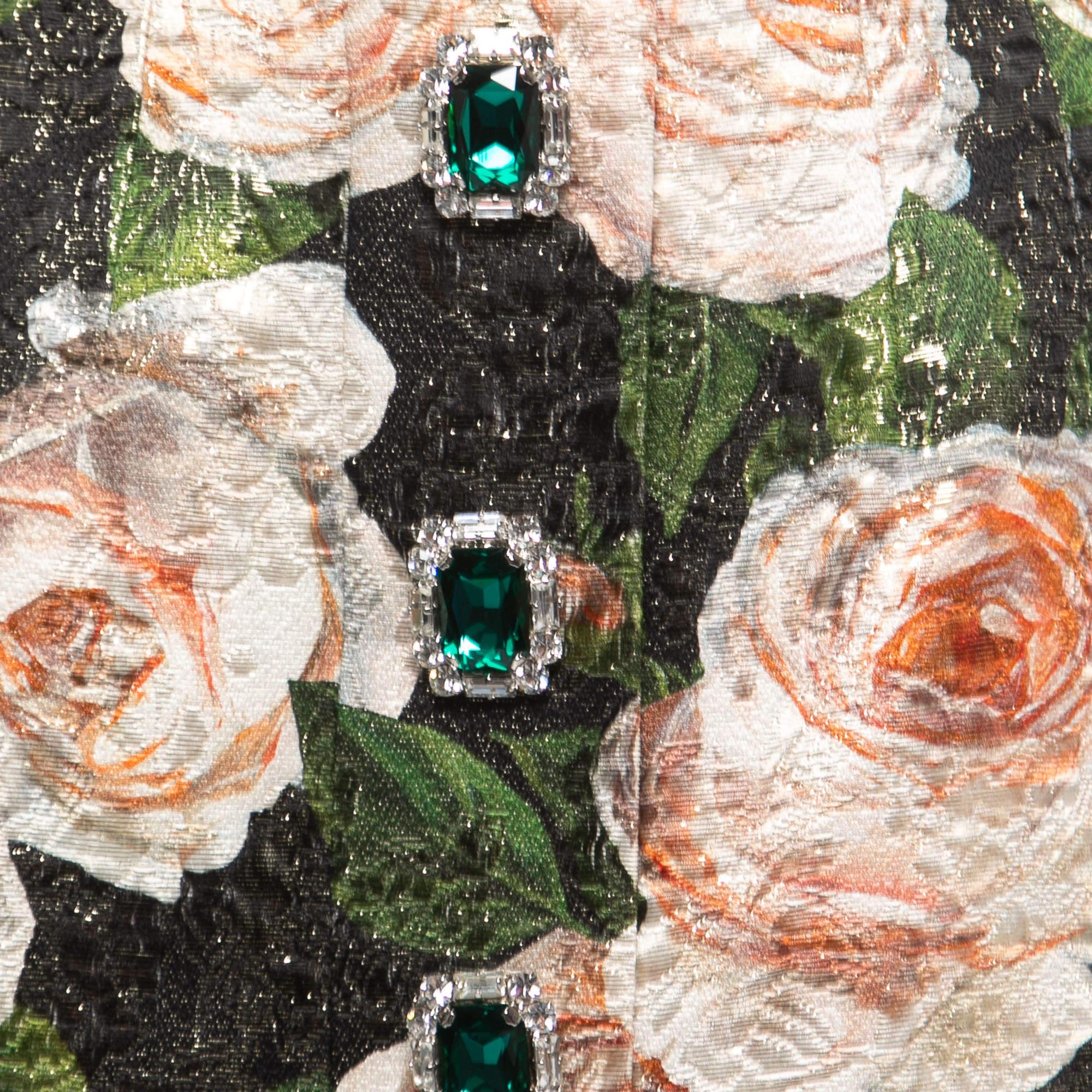 Dolce & Gabbana White Floral Brocade Embellished Mini Skirt main image 1