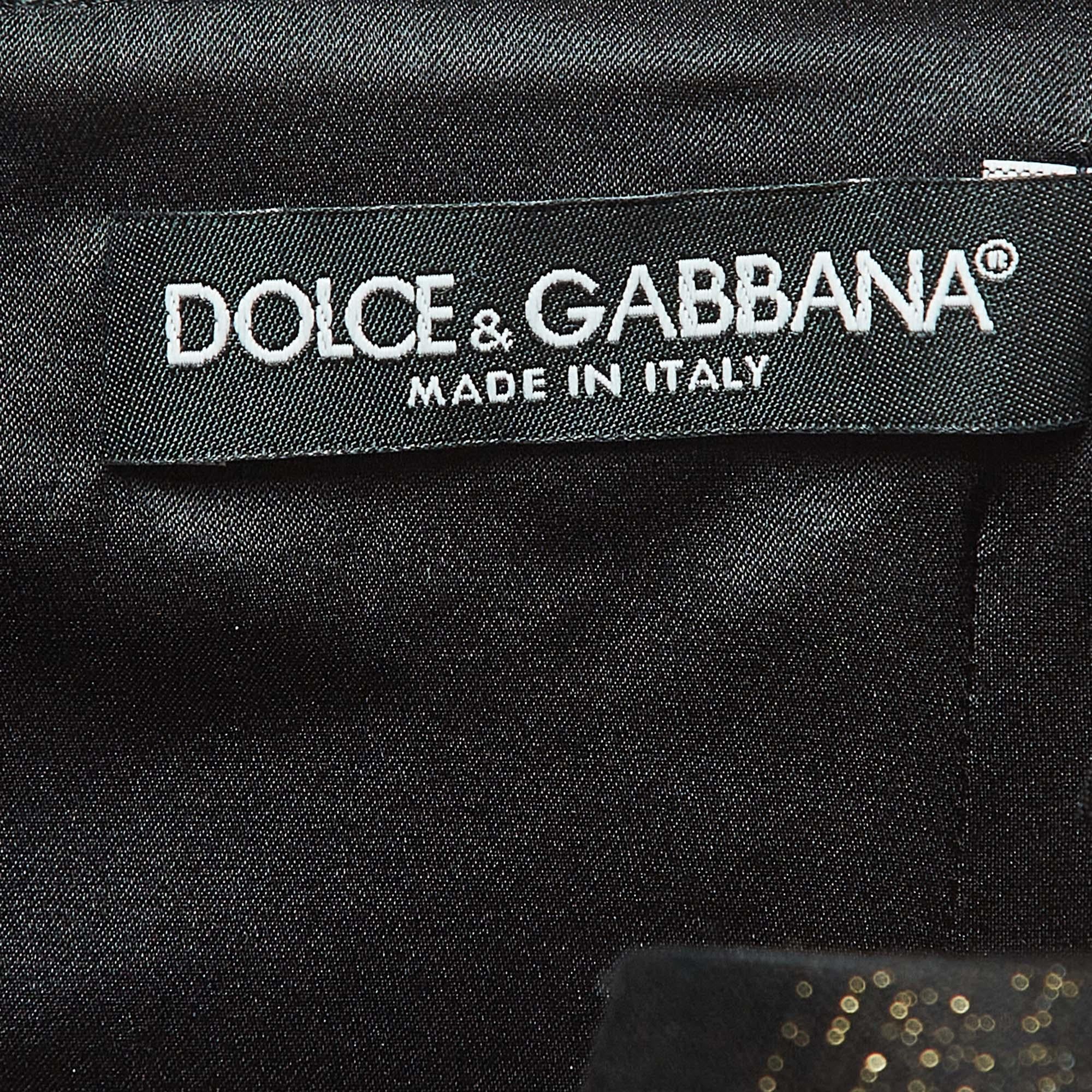 Dolce & Gabbana Black/Metallic Jacquard Embellished Mini Dress S In Excellent Condition In Dubai, Al Qouz 2